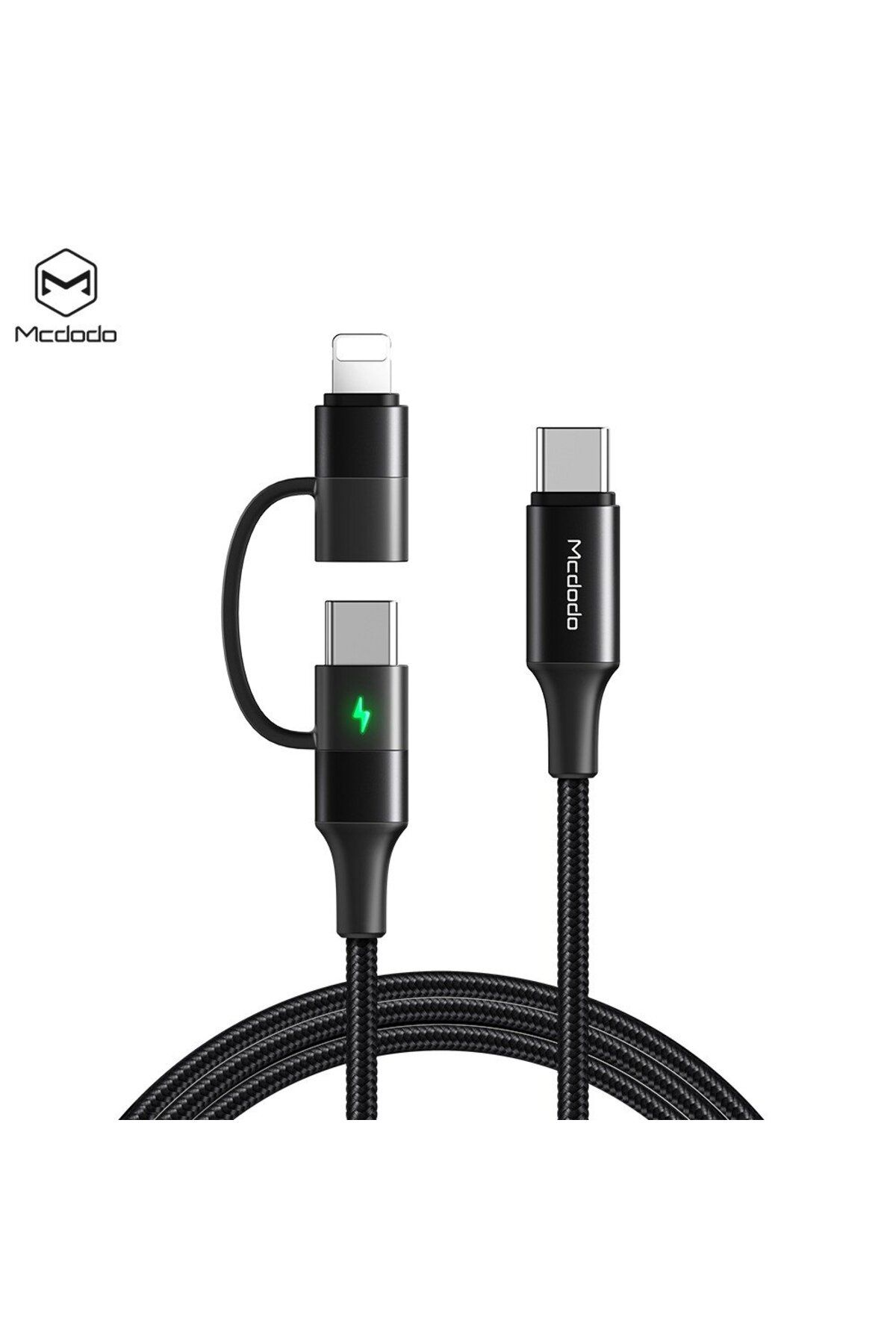 Mcdodo CA-7120 2'Sİ 1 ARADA 60W USB-C - LİGHTNİNG+TYPE-C VERİ KABLOSU LED'Lİ 1,2M
