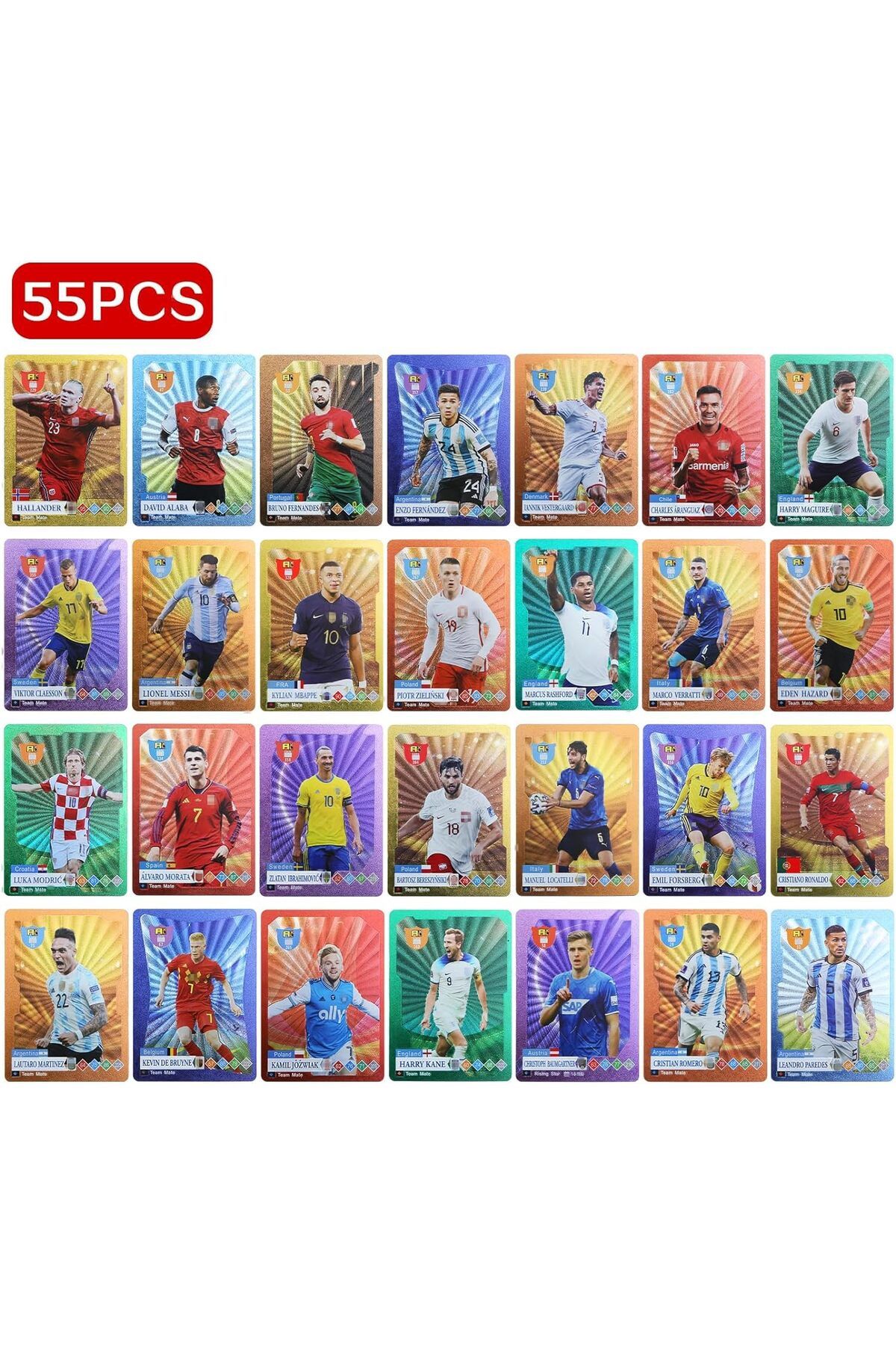 karinabest World Football Star Cards Rainbow All Star Players to Collect 55 Cards Set