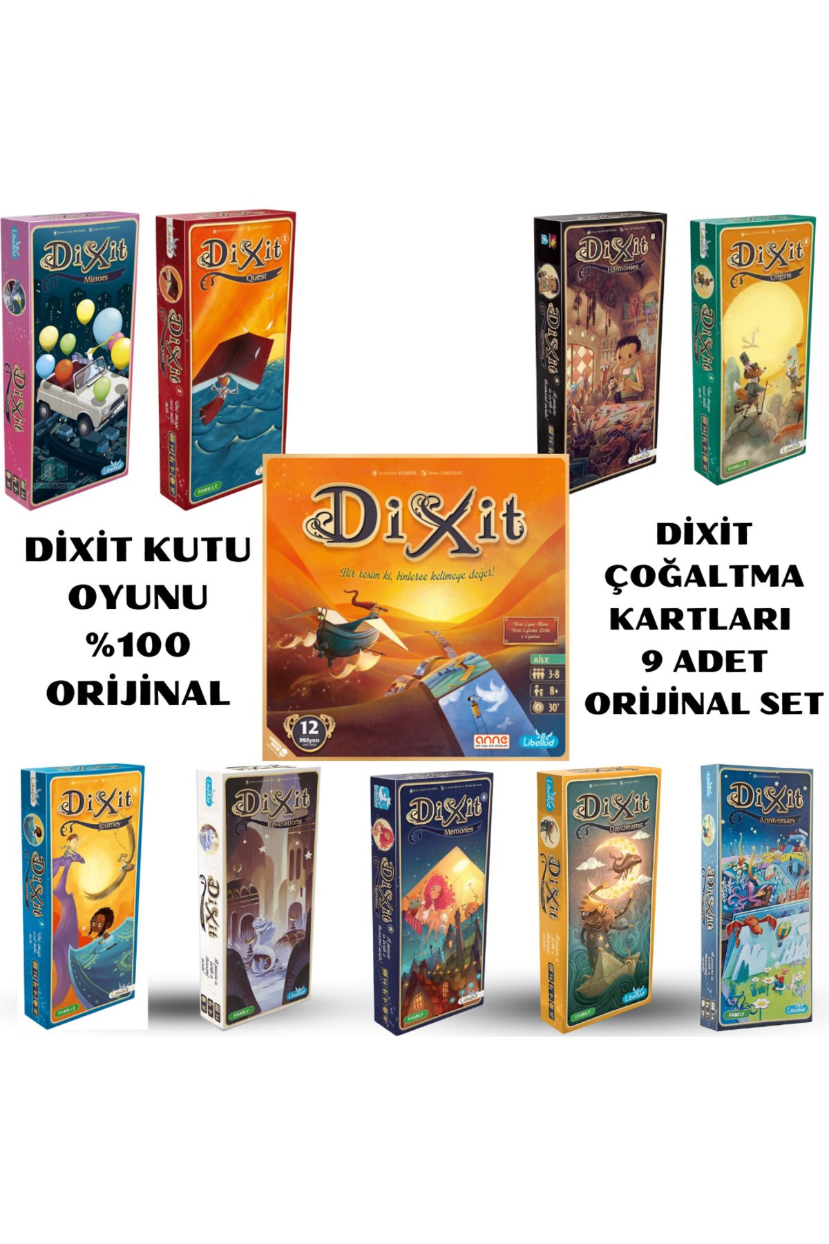 Asmodee Dixit Kutu Oyunu + Dixit 9 Adet Çoğaltma Kartları