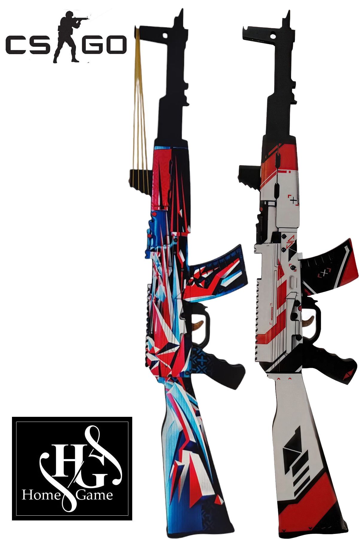 Genel Markalar Ahşap Cs-go Ak-47 2'li Disarray ve Asiimov Skin Kaplamalı Tüfek Oyuncak Set 1