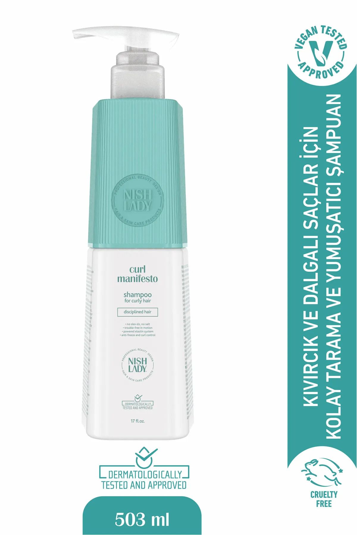 Nishlady Kıvırcık Saçlar Için Birikme Önleyici Bukle Belirginleştirici Şampuan 503 ml / Curl Manifesto
