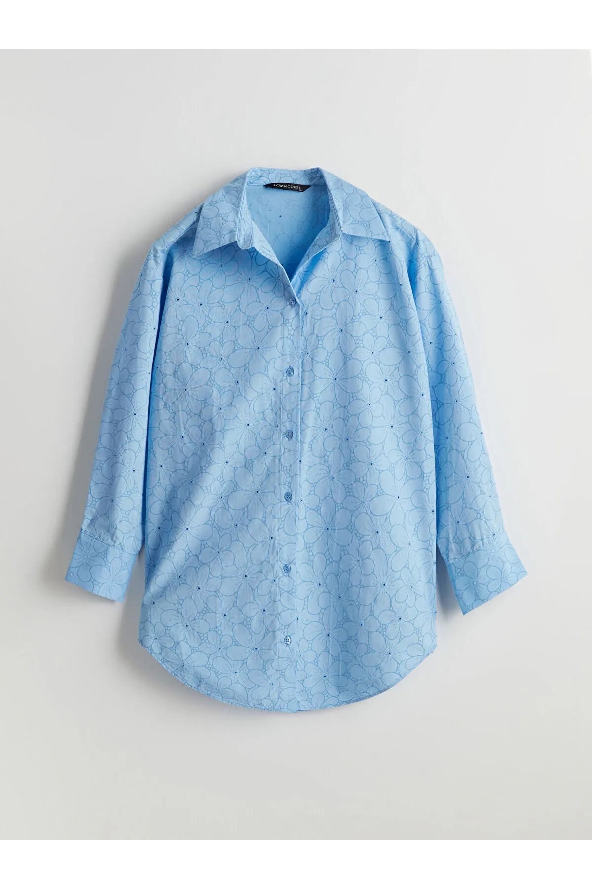 LC Waikiki Modest Çiçekli Oversize Poplin Kadın Gömlek Tunik