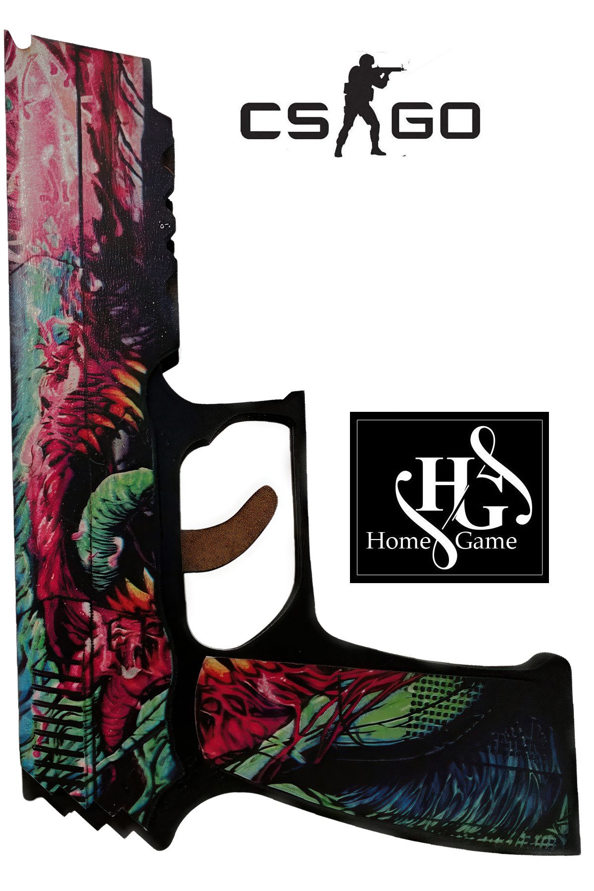 HG Home&Game Ahşap Cs-go Hyper Beast P250 Lastik Atar Oyuncak Tabanca
