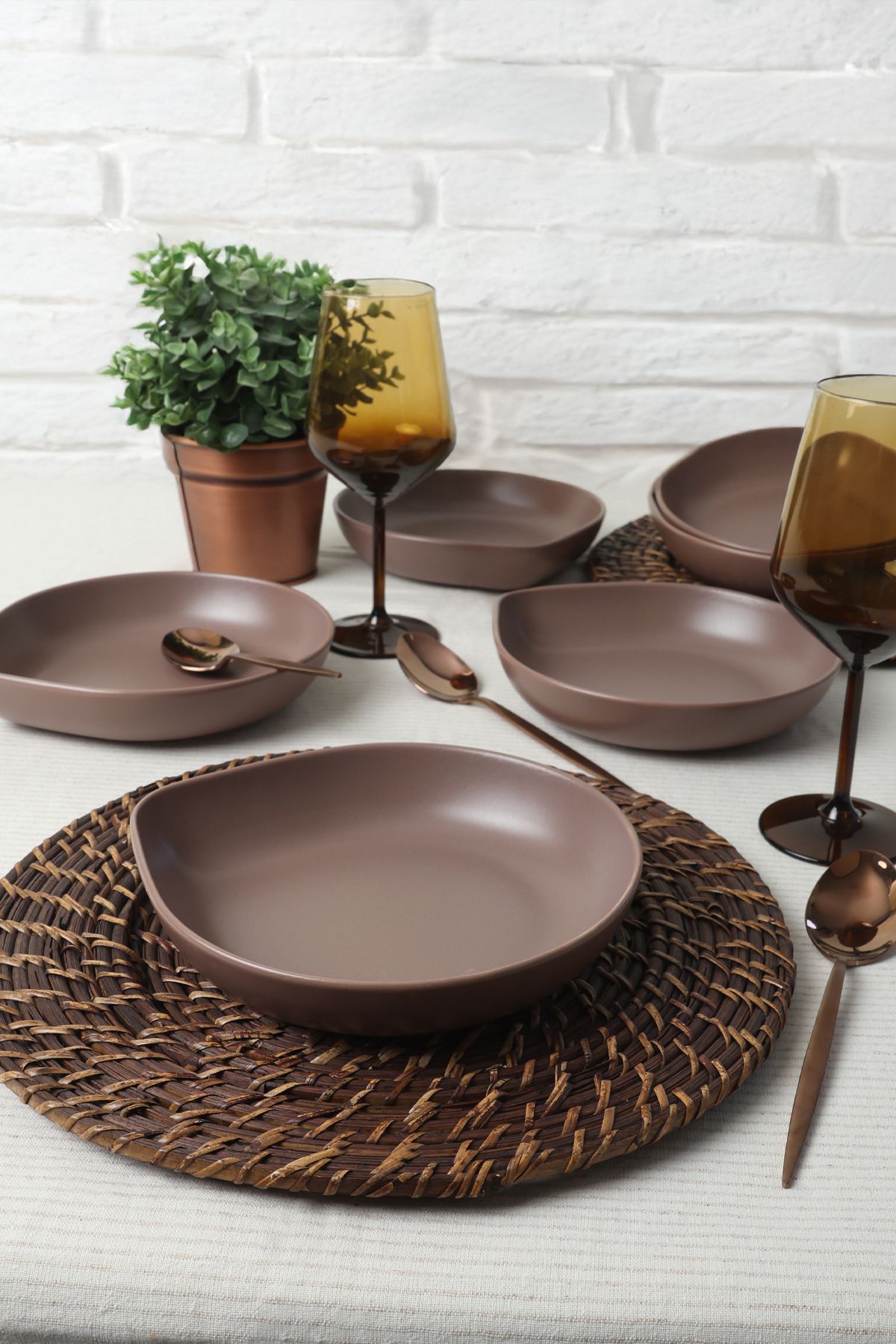 Keramika Mat Açık Taupe Serenity Yemek Tabağı 21 Cm 6 Adet 958
