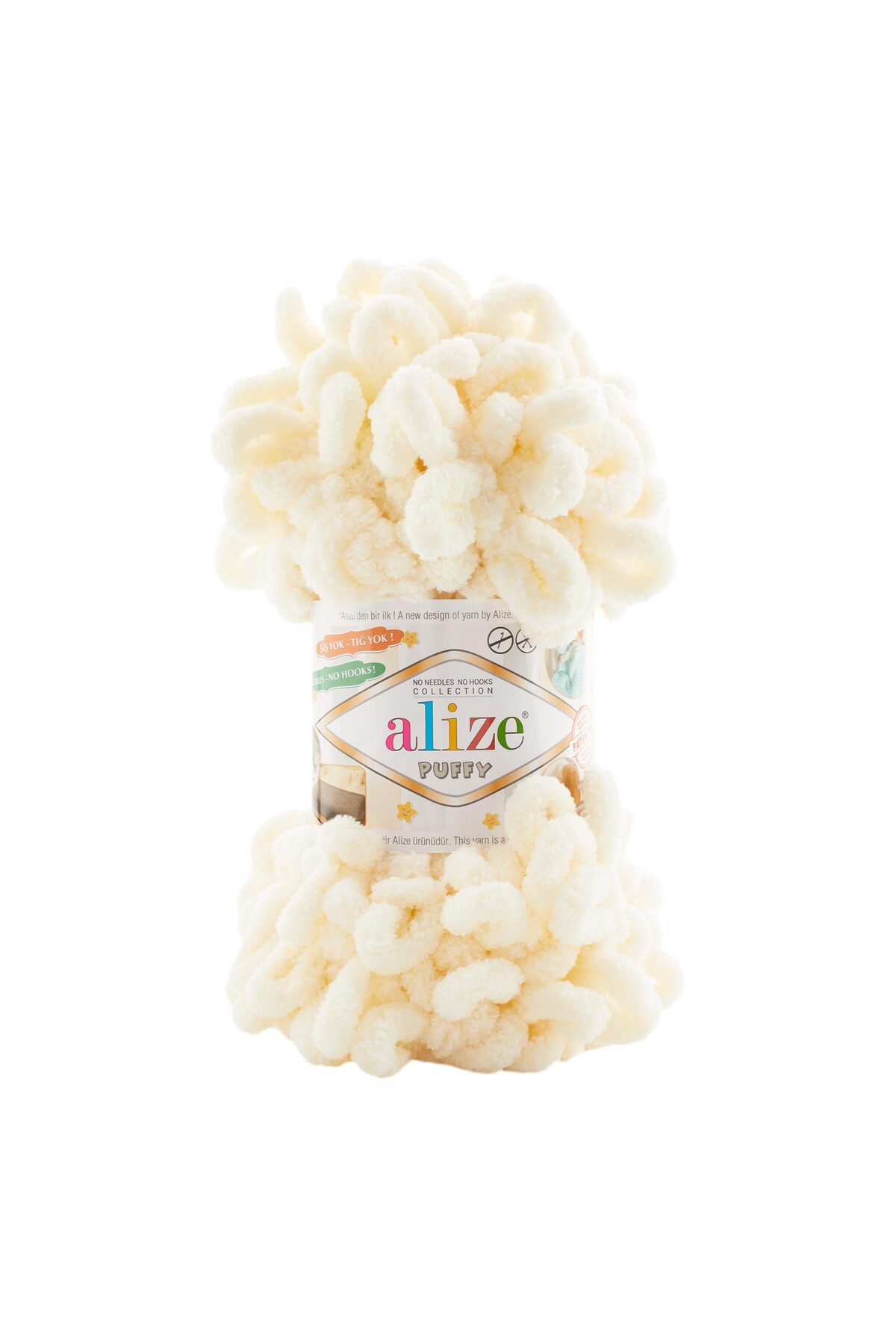 Alize ( 5 Adet ) Puffy El Örgü Ipliği 5'li Paket - 01 Krem - 100 Gr. 9 Mt. Parmak Örgü Ipi
