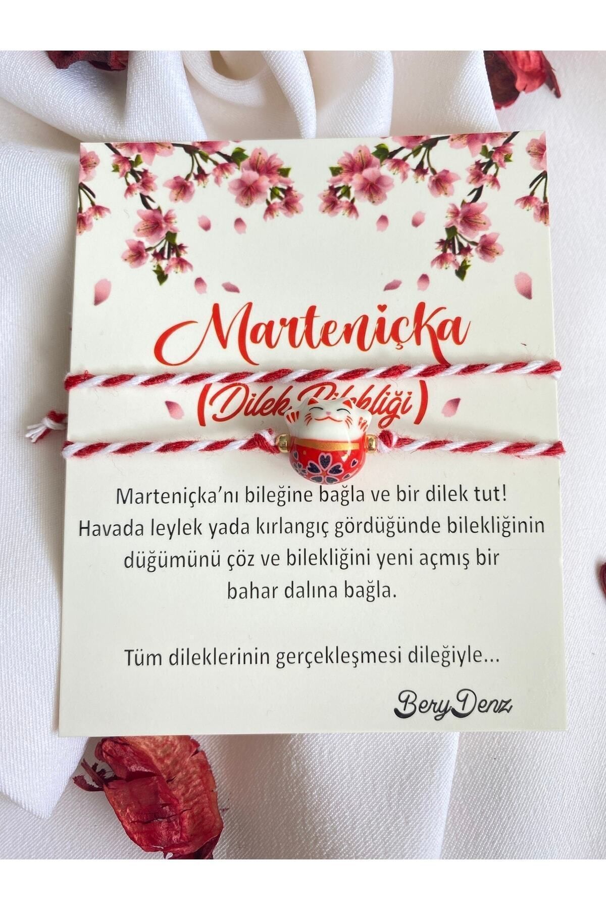 BeryDenz Maneki Neko (ŞANS KEDİSİ) Seramik Boncuklu Bileklik Lucky Cat Ve Marteniçka