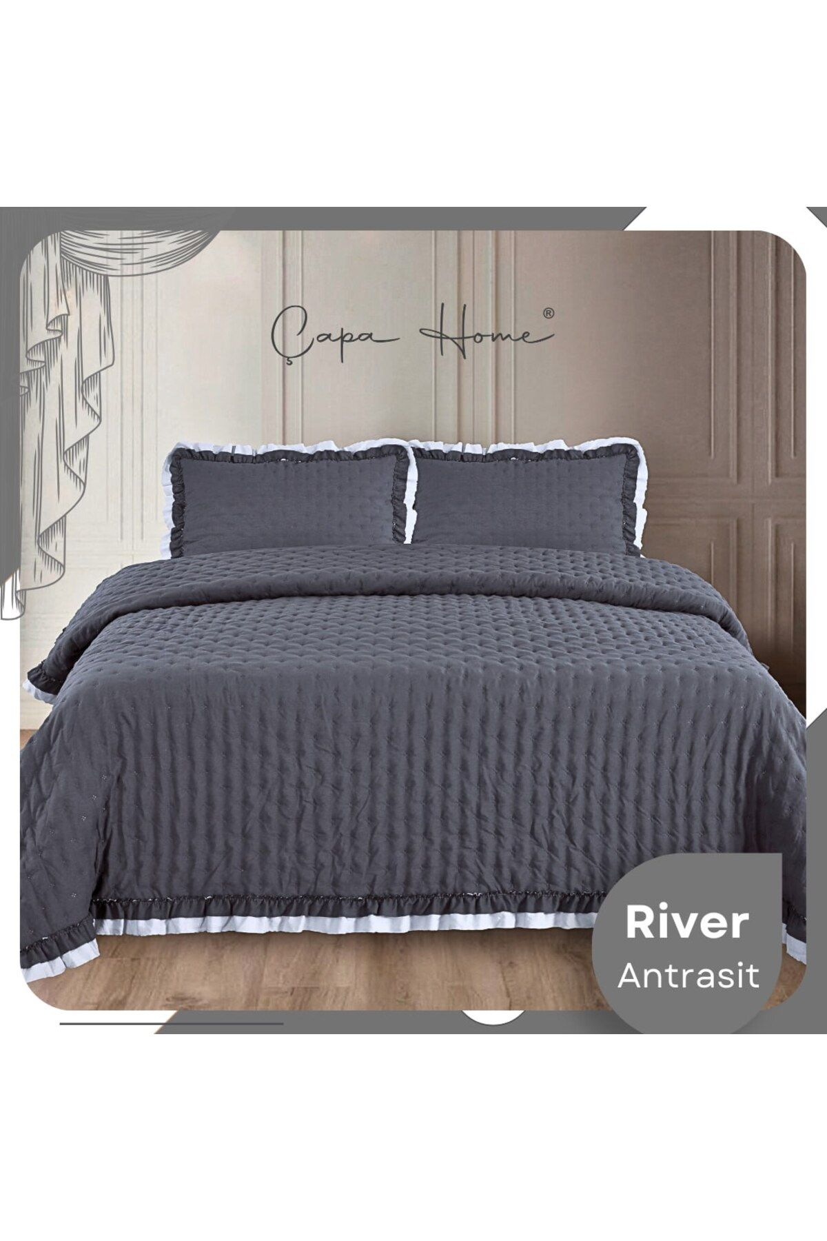 Çapa Home ÇAPA HOME RİVER MİCRO FIRFIRLI ÇİFT TARAFLI YATAK ÖRTÜSÜ TEK KİŞİLİK