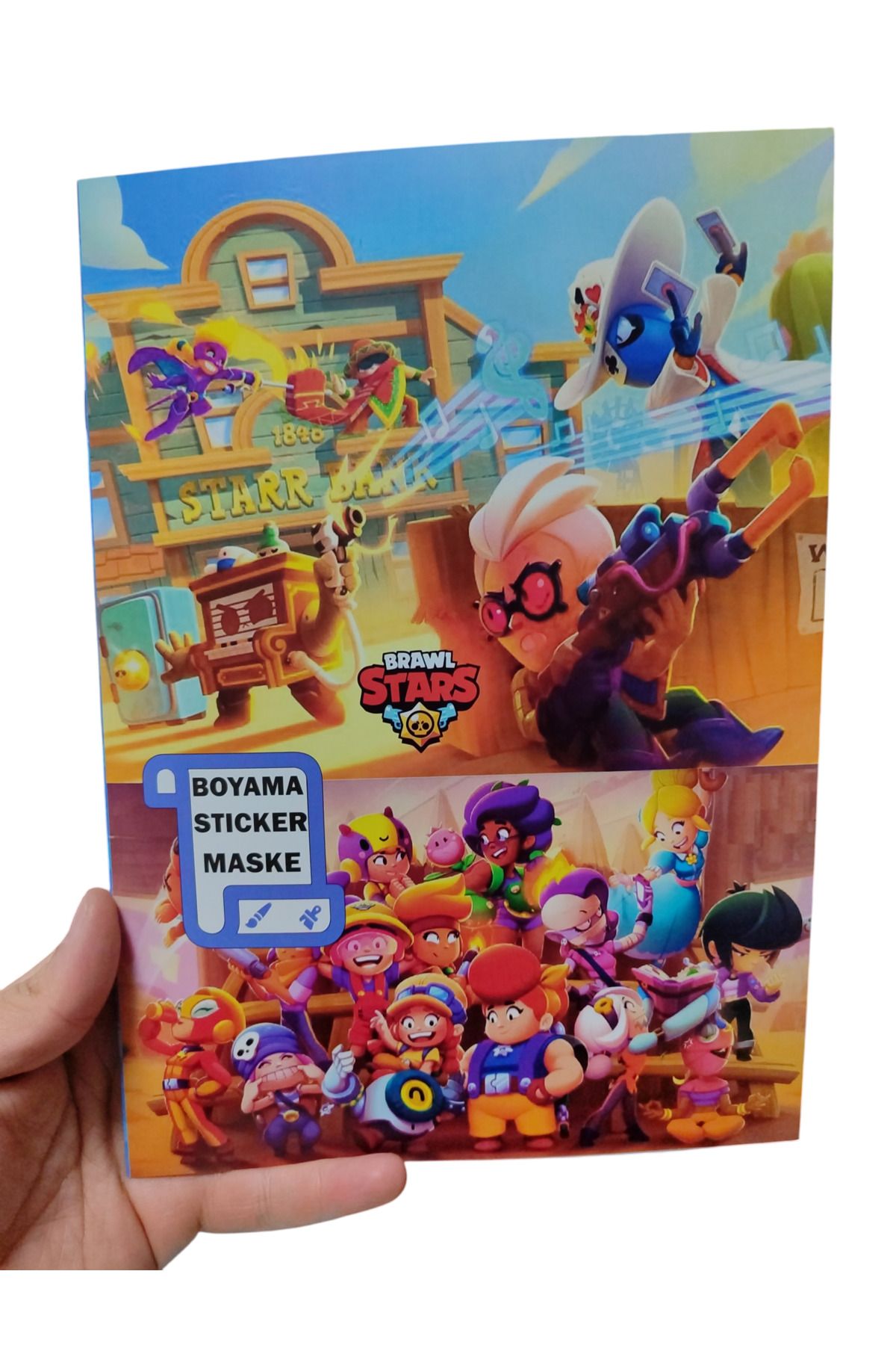 EmrahGültekin Brawl Stars 16 Karakterli Boyama Kitabı ve Sticker Ve Brawl Stars Maskesi