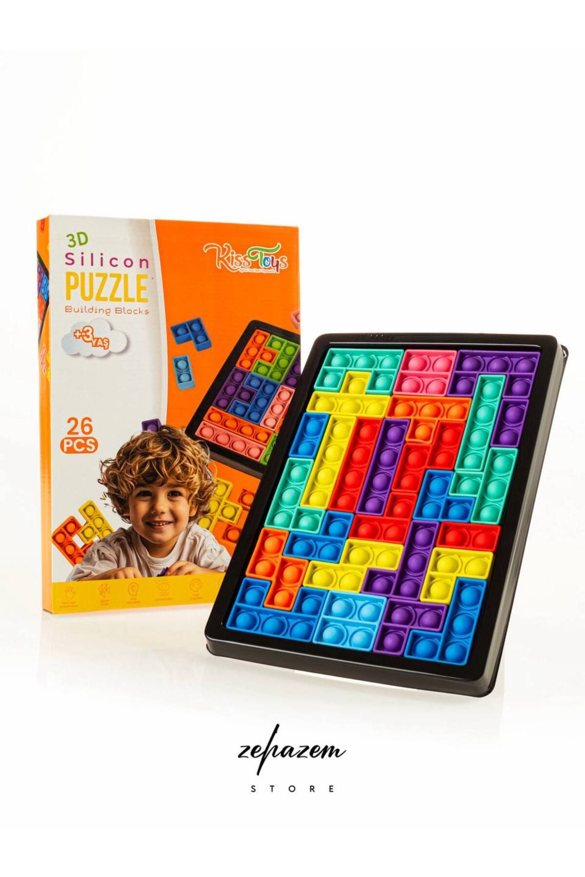 ZEHAZEM Puzzle Tetris Silikon Oyuncak, Popitli Duyusal Oyuncak, 3d Building Blocks, Bpa Free, Yerli Üretim