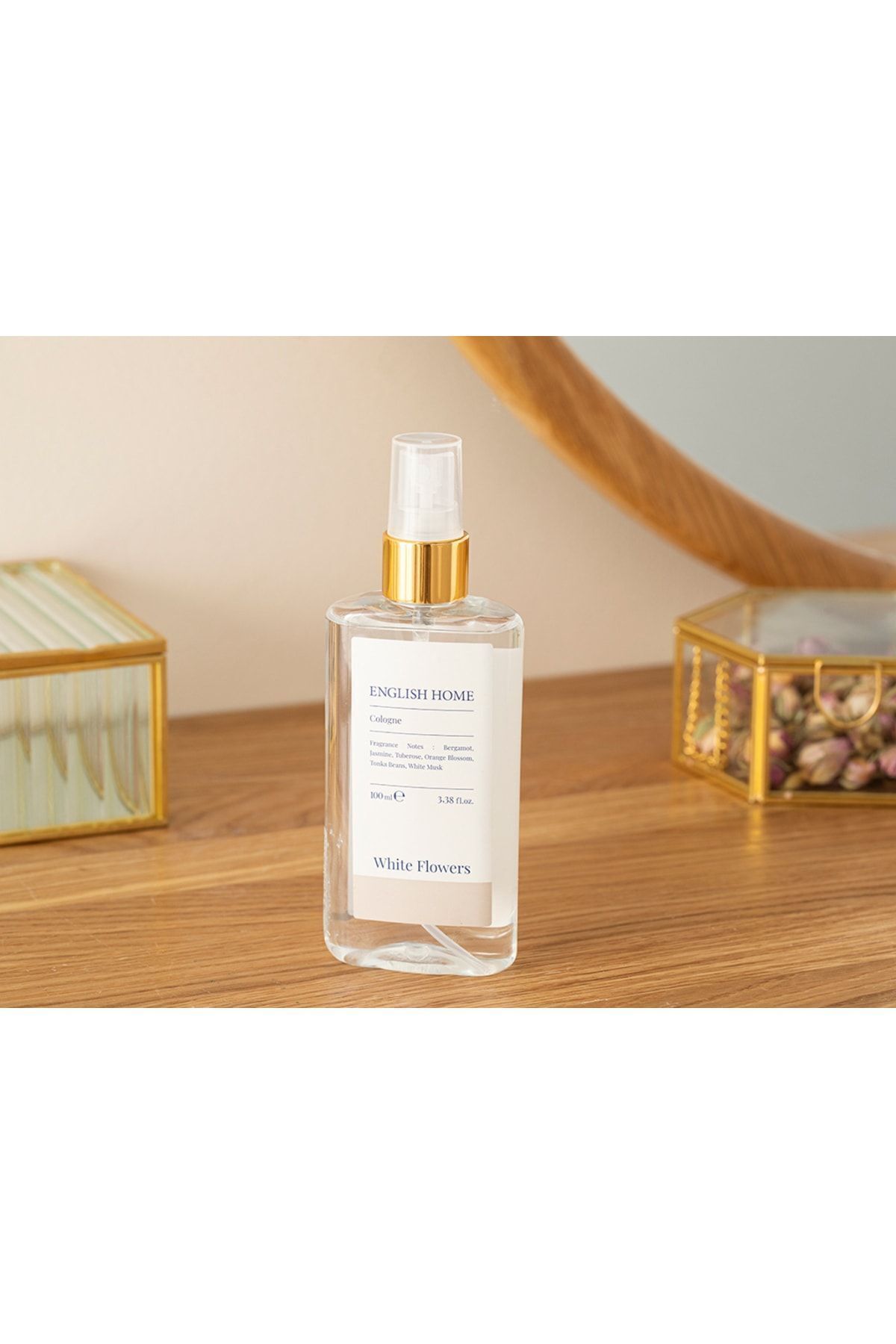 English Home Beyaz Çiçekler 80° Alkol Kolonya 100 ml Bej