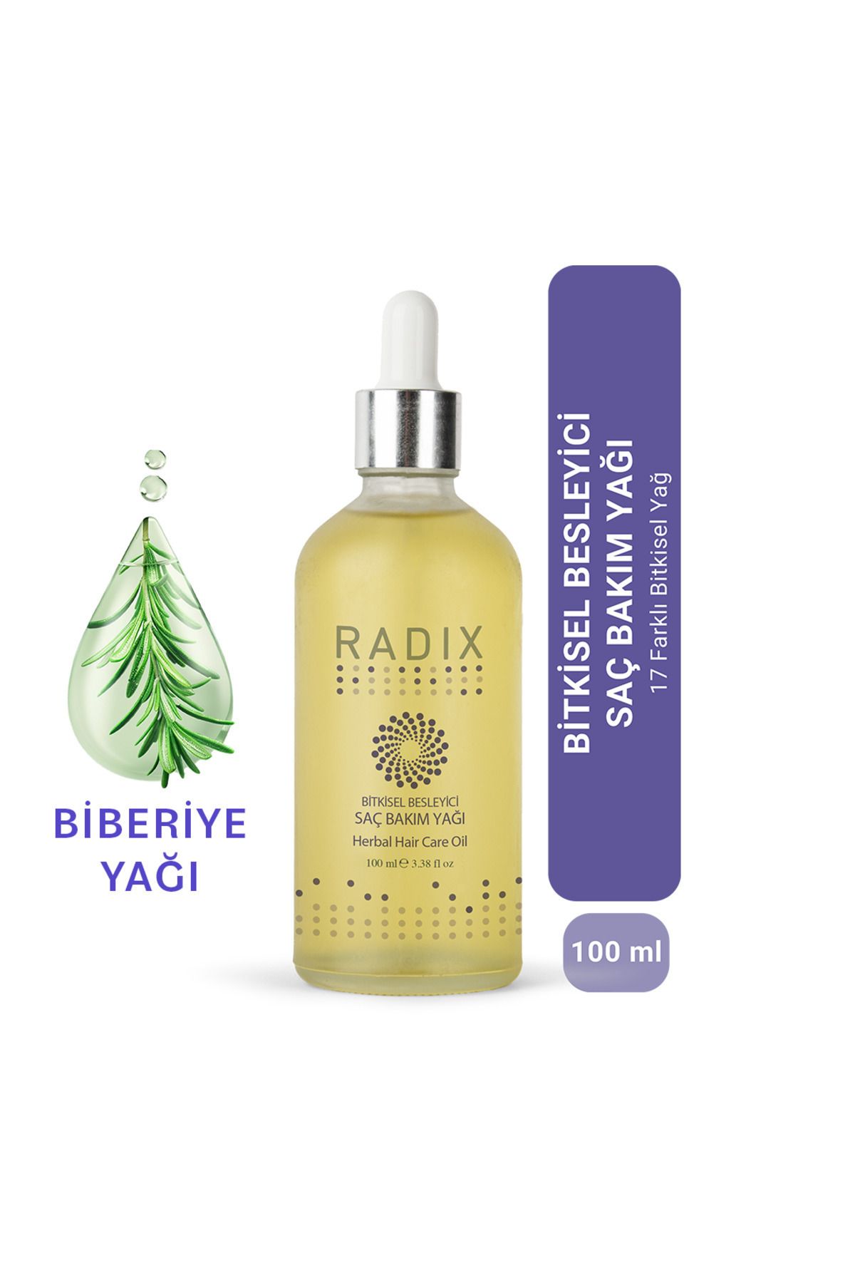 Radix Biberiye Ve Argan Yağı Içerikli %100 Bitkisel Saç Bakım Yağı Kompleksi - Herbal Hair Care Oil 100ml