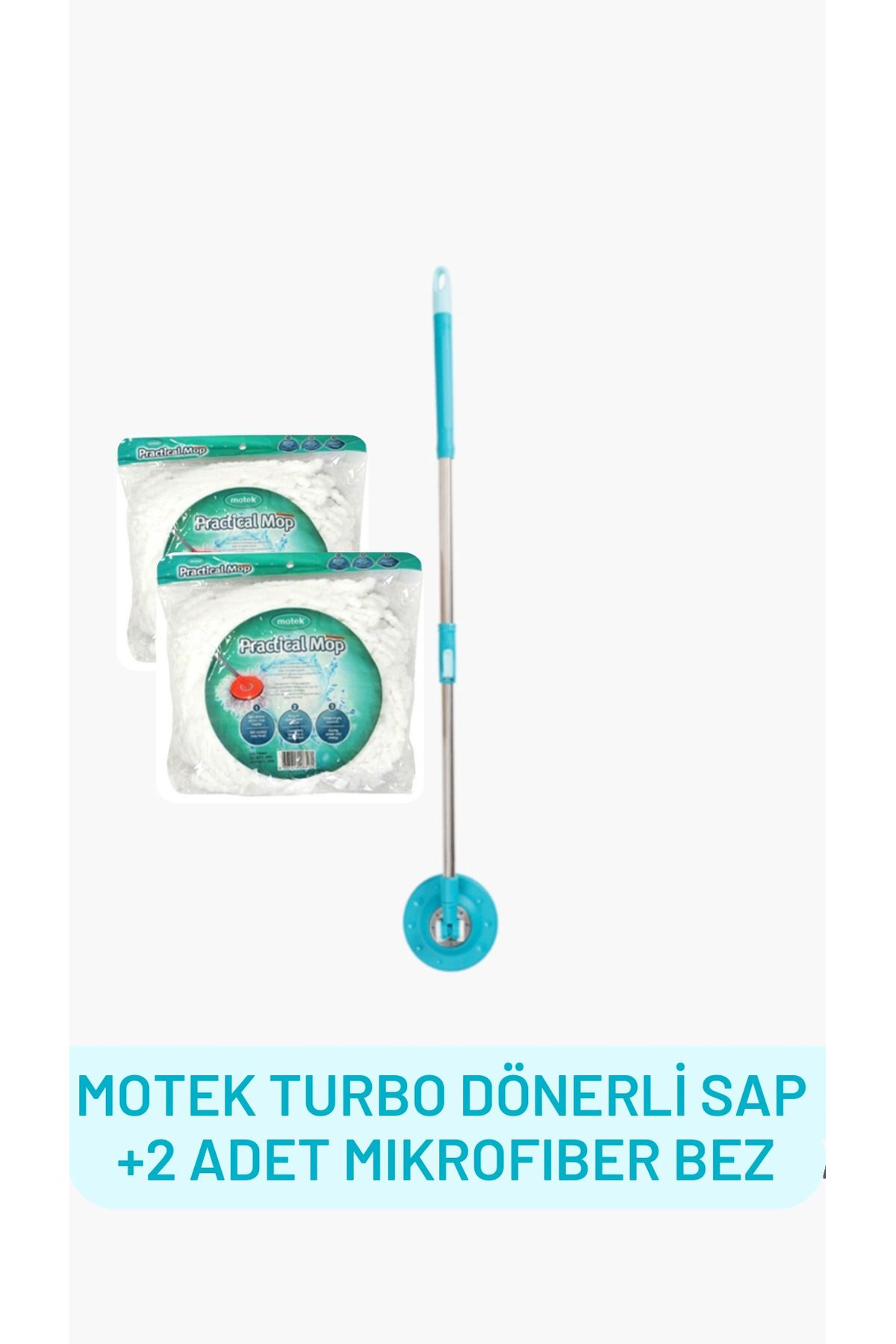 Handys Motek Turbo Dönerli Fix Mop Sap (2 ADET YEDEK BEZ)