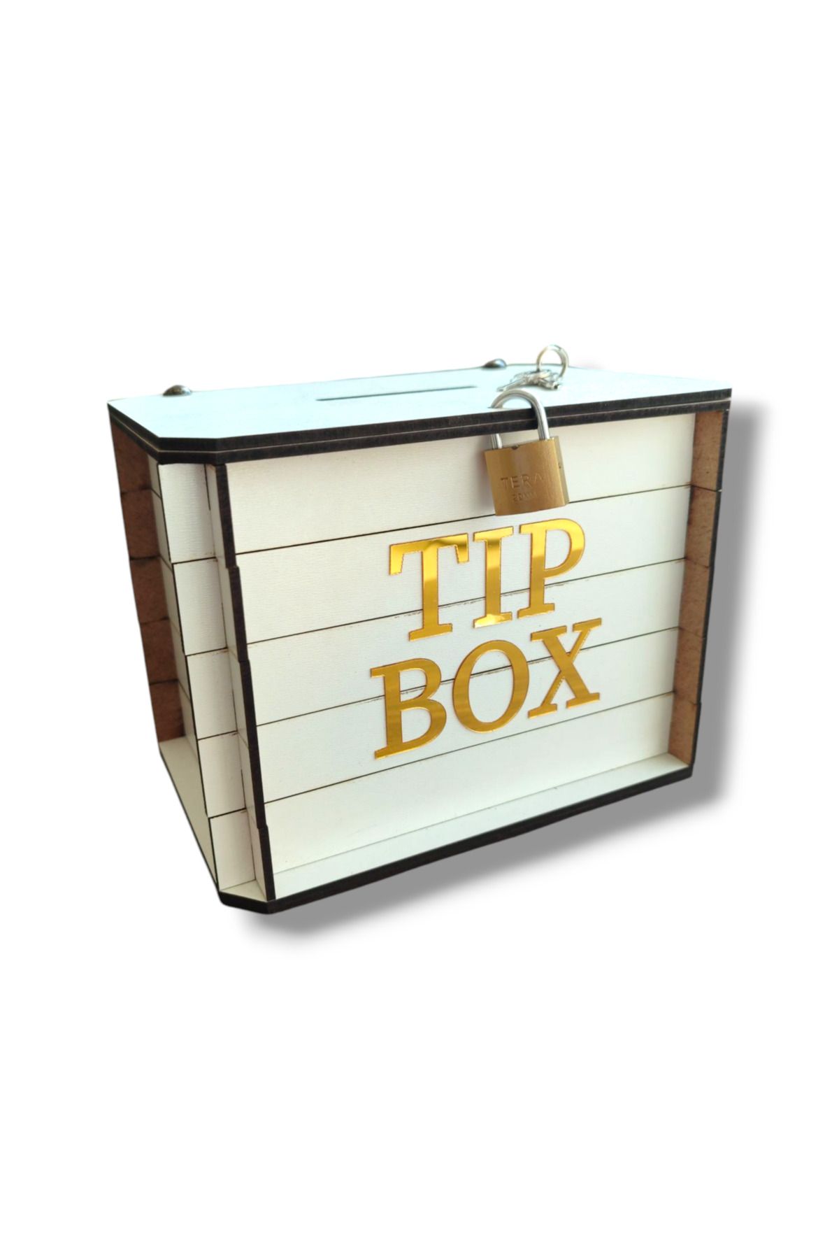 Demo Tasarım Kumbara - Parabox Ahşap Tip Box (BEYAZ)