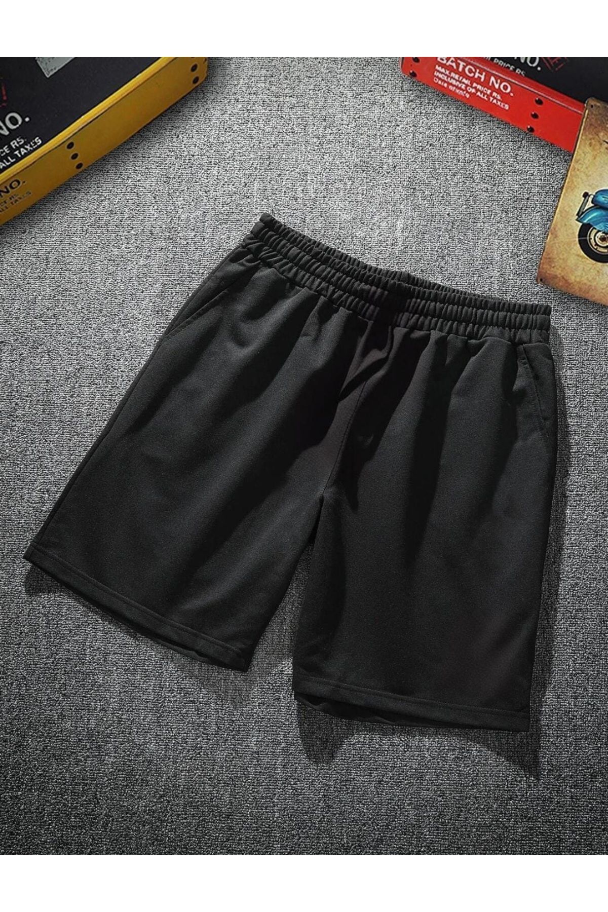 NETTENSTORE baskısız Erkek  Şort Yazlık spor tatil şortu Kumaştır. Ter Tutmaz.