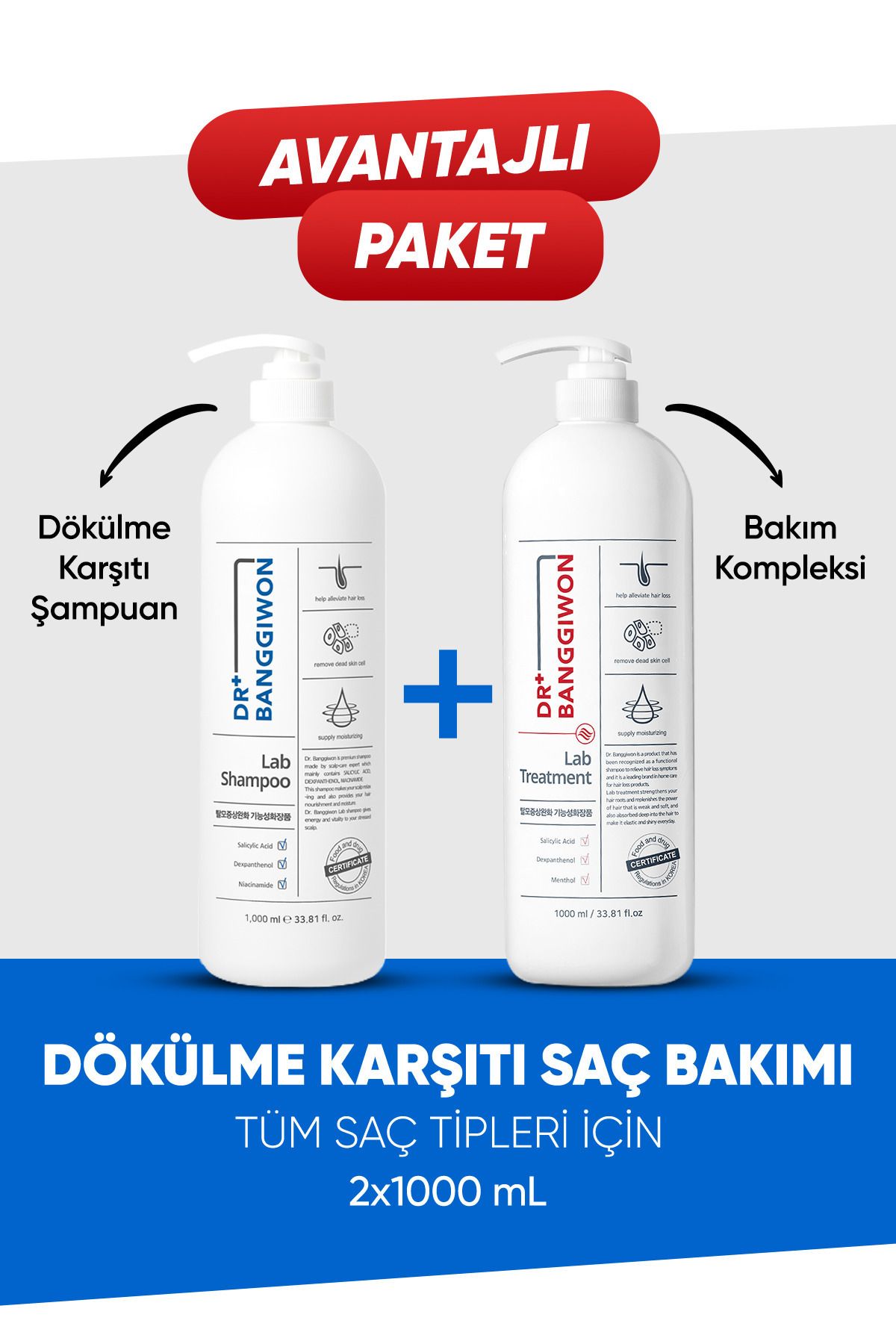 DR BANGGIWON Lab Şampuan Ve Lab Treatment Complex Saç Bakım Seti 1000x2 ml