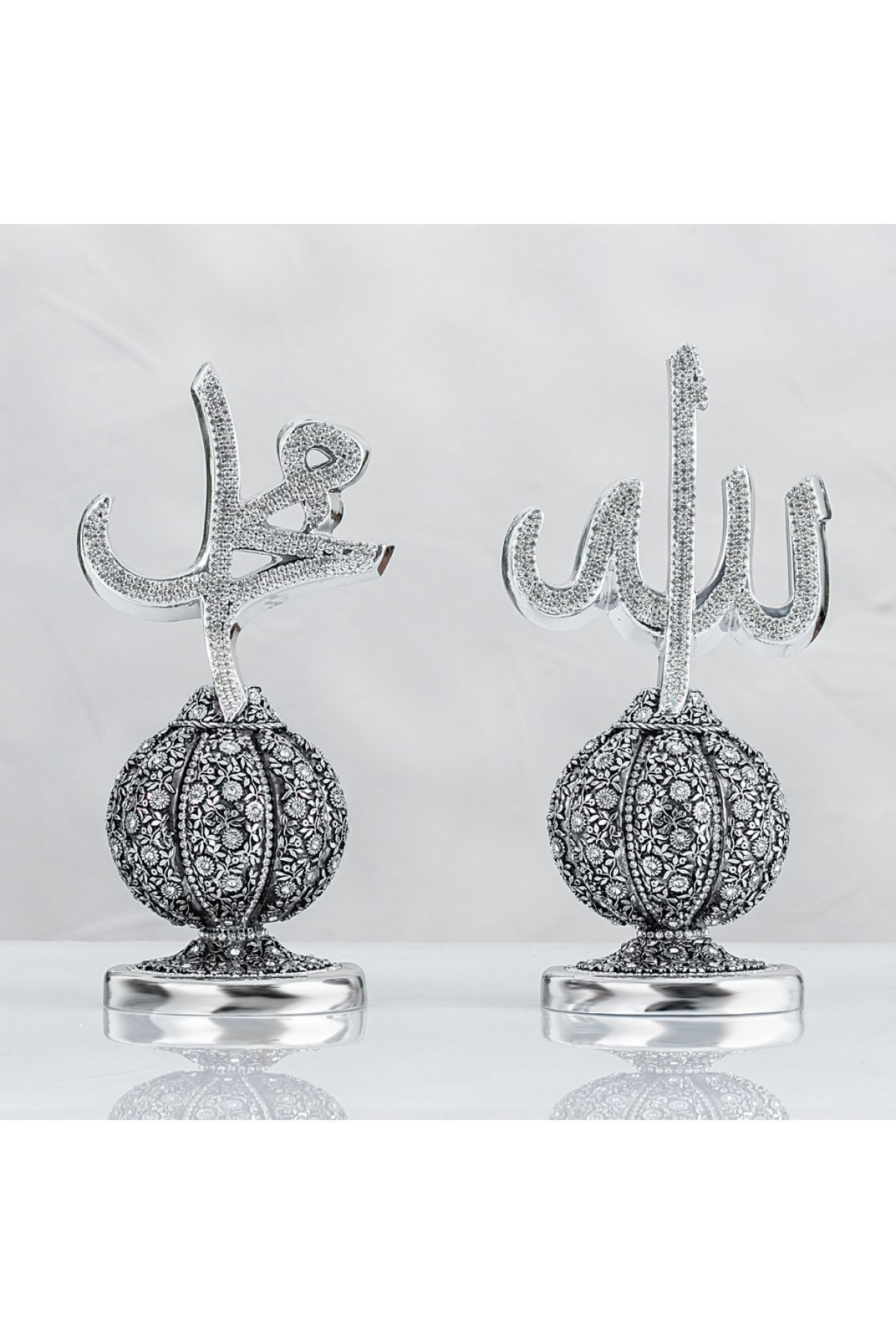 YAĞMUR CAN Kavuklu Allah Muhammed Lafızlar Gümüş Renk Ebat: 14 X 27