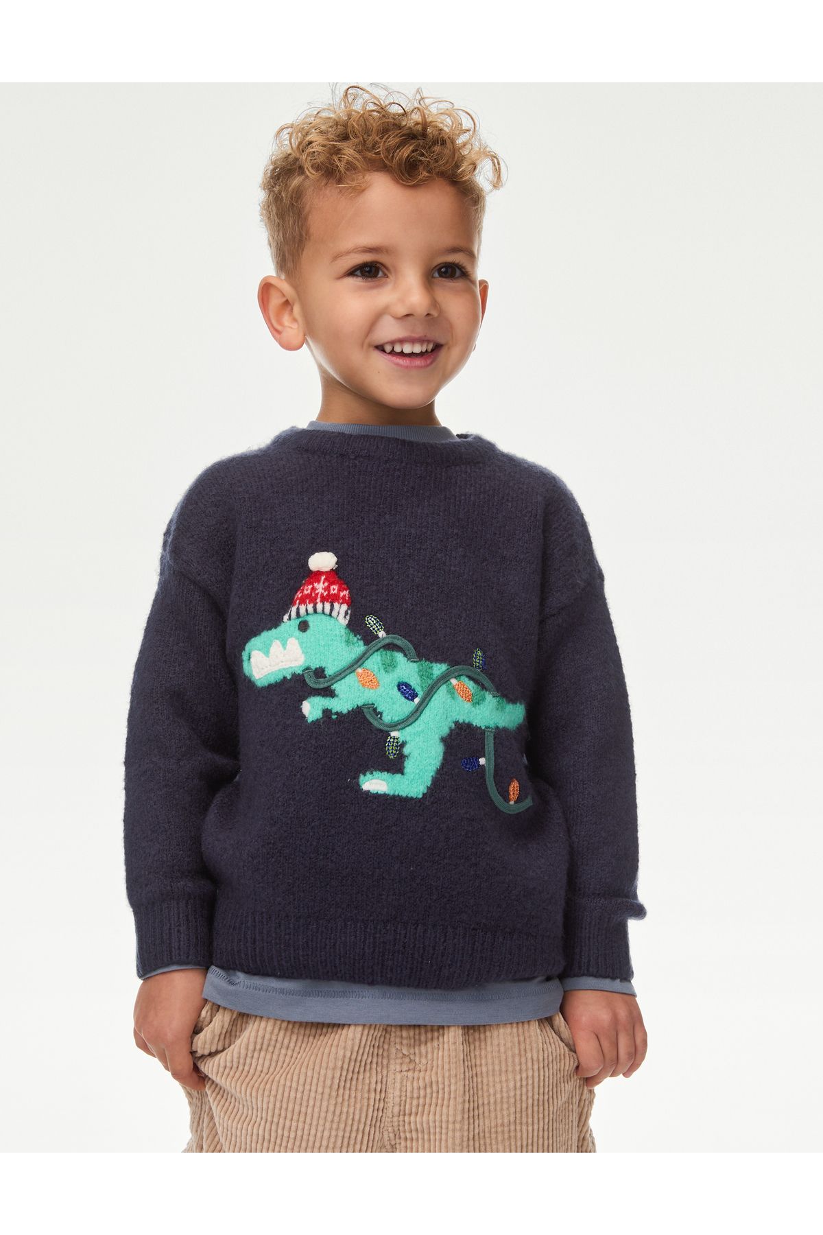 Marks & Spencer Dinozor Desenli Örme Kazak (2-8 Yaş)