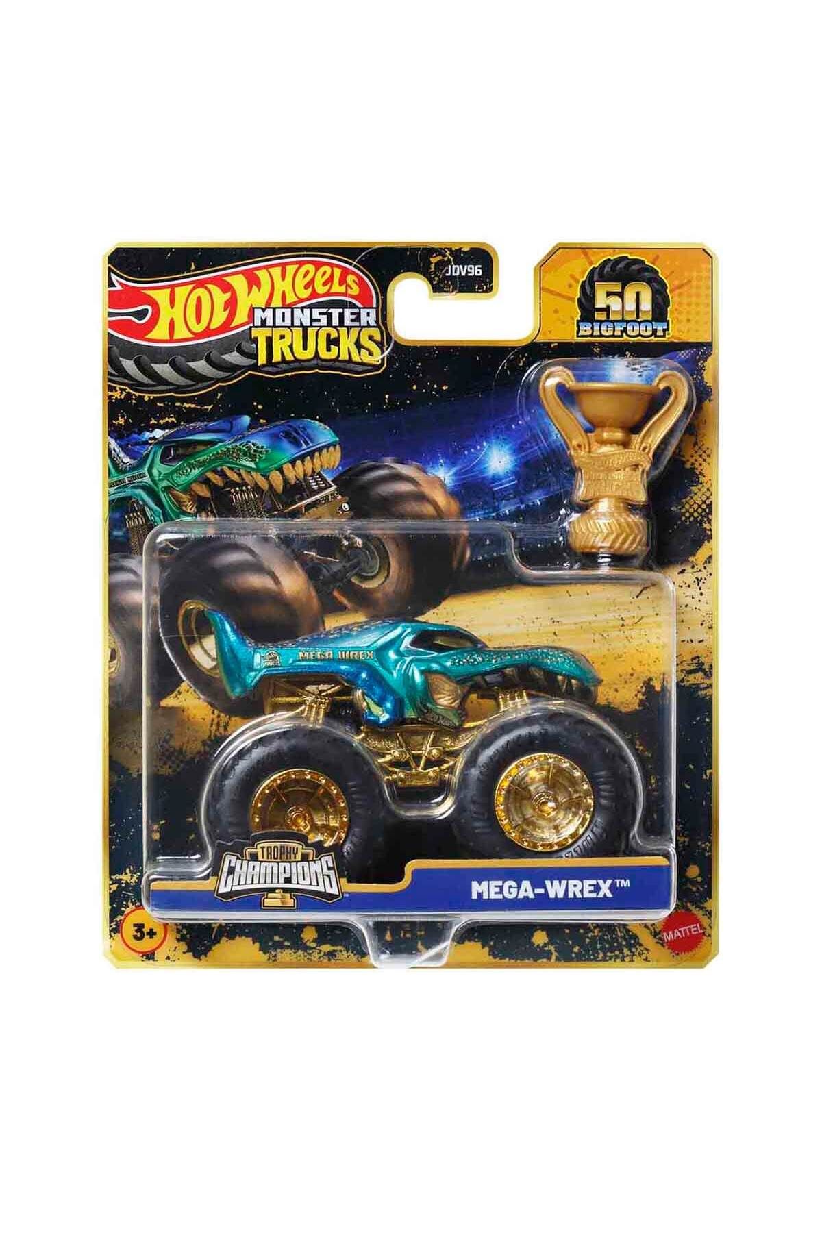 HOT WHEELS Monster Trucks Bigfoot Trophy Şampiyonları Tekli Arabalar JDV96 - Jdw01 Mega-Wrex