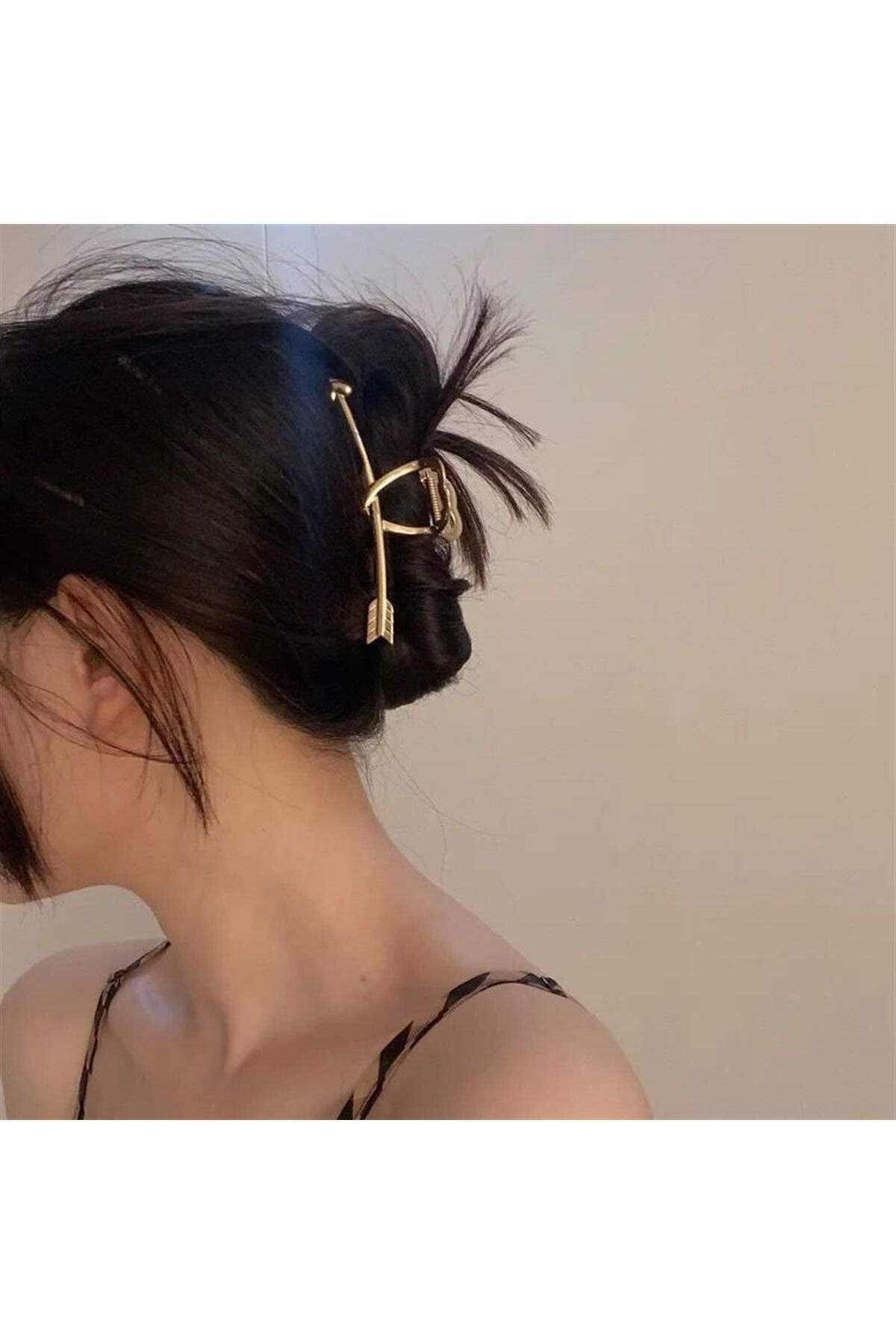 Pelin Aksesuar Gold Kalp Ve Ok Mandal Toka