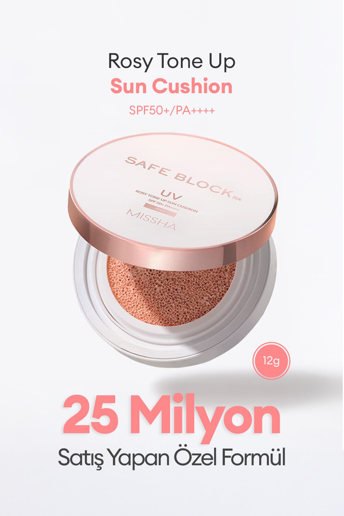 Missha Nemlendirici Ton Eşitleyici Cushion Güneş Kremi Safe Block RX Rosy Tone Up Sun Cushion SPF50+/PA++++