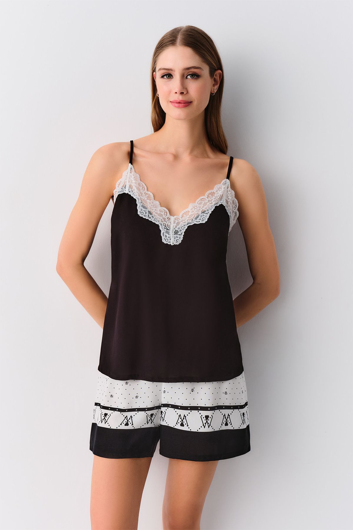 Suwen Monogram Şort Pijama Takımı