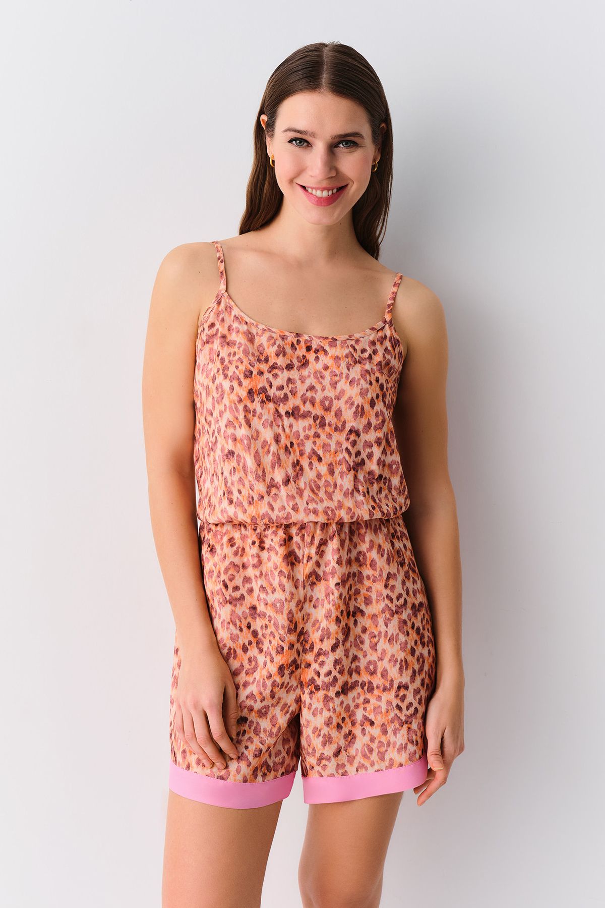 Suwen Leopard Şort Tulum
