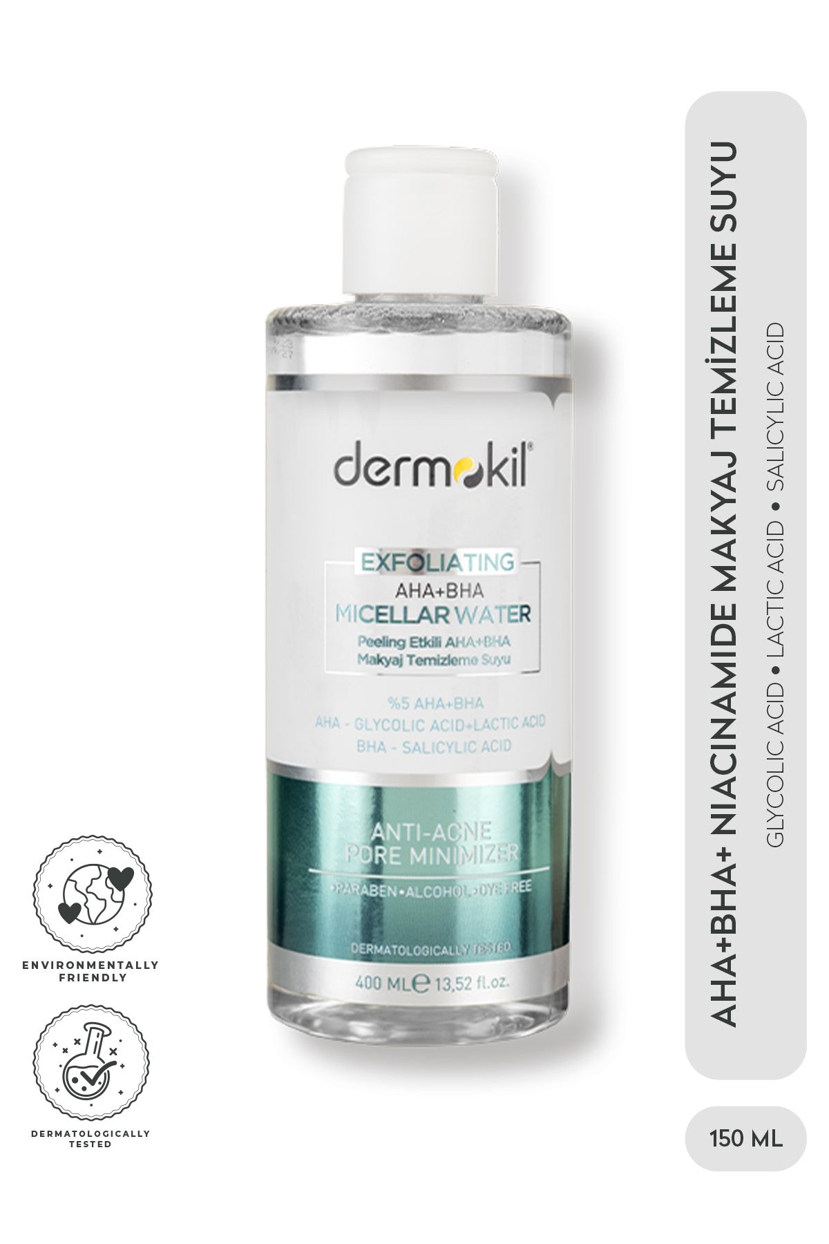 Dermokil Exfoliating Aha Bha Niacinamide Micellar Makyaj Temizleme Suyu 400 ml