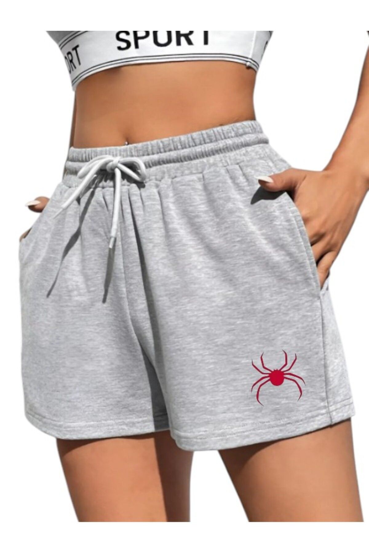 pandy Unisex Örümcek Baskılı Basic Şort