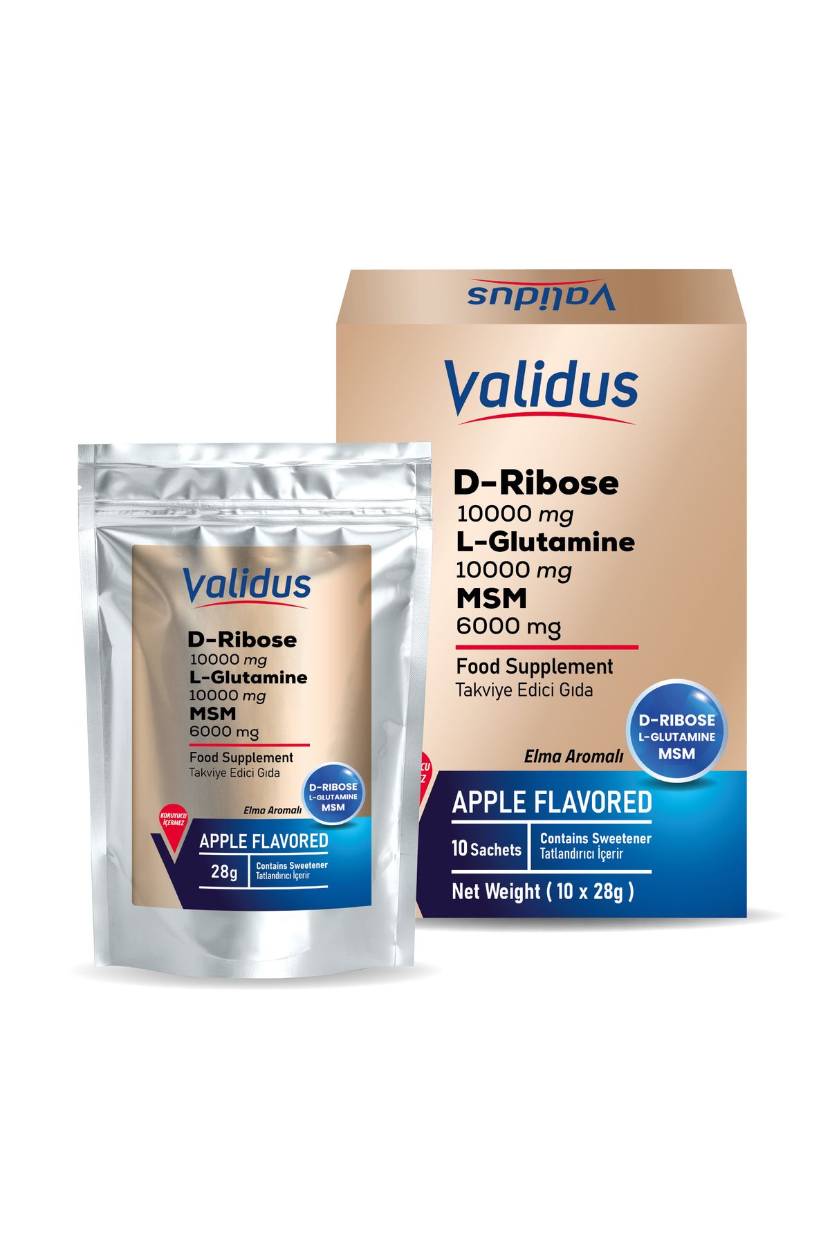 Validus D-Ribose  L-Glutamine  MSM 10 Sachets