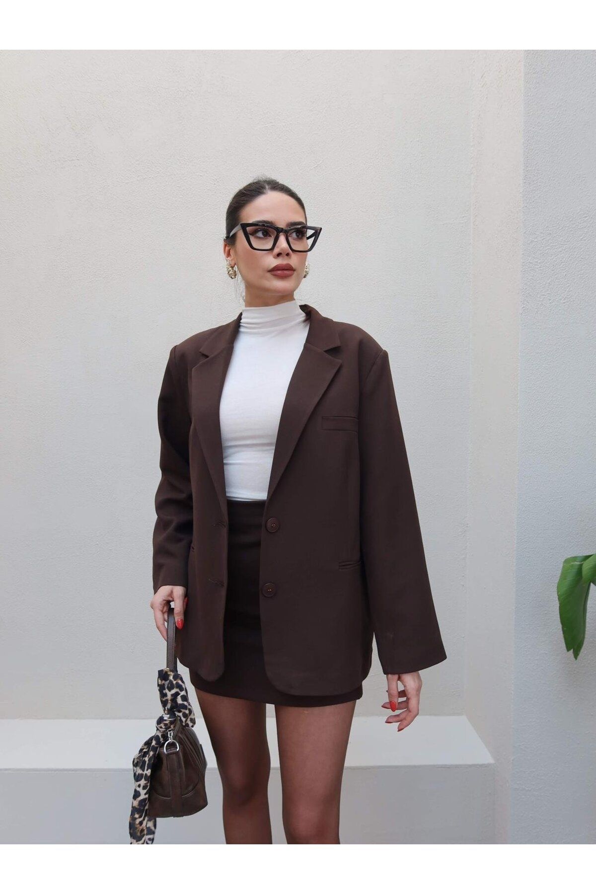 ESRAHELVACI Oversize Düğmeli Blazer Ceket