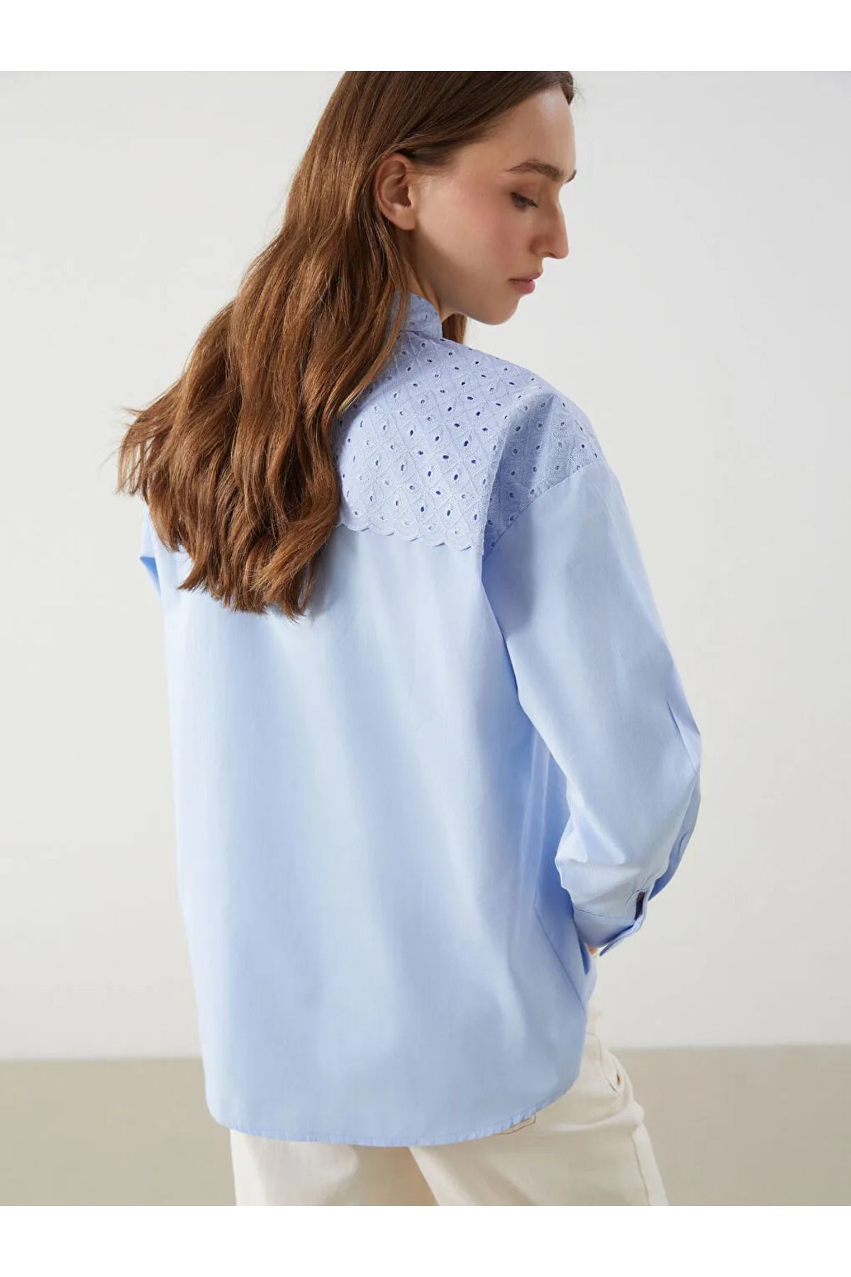 LC Waikiki LCW Modest Mavi Oversize Poplin Kadın Gömlek Tunik