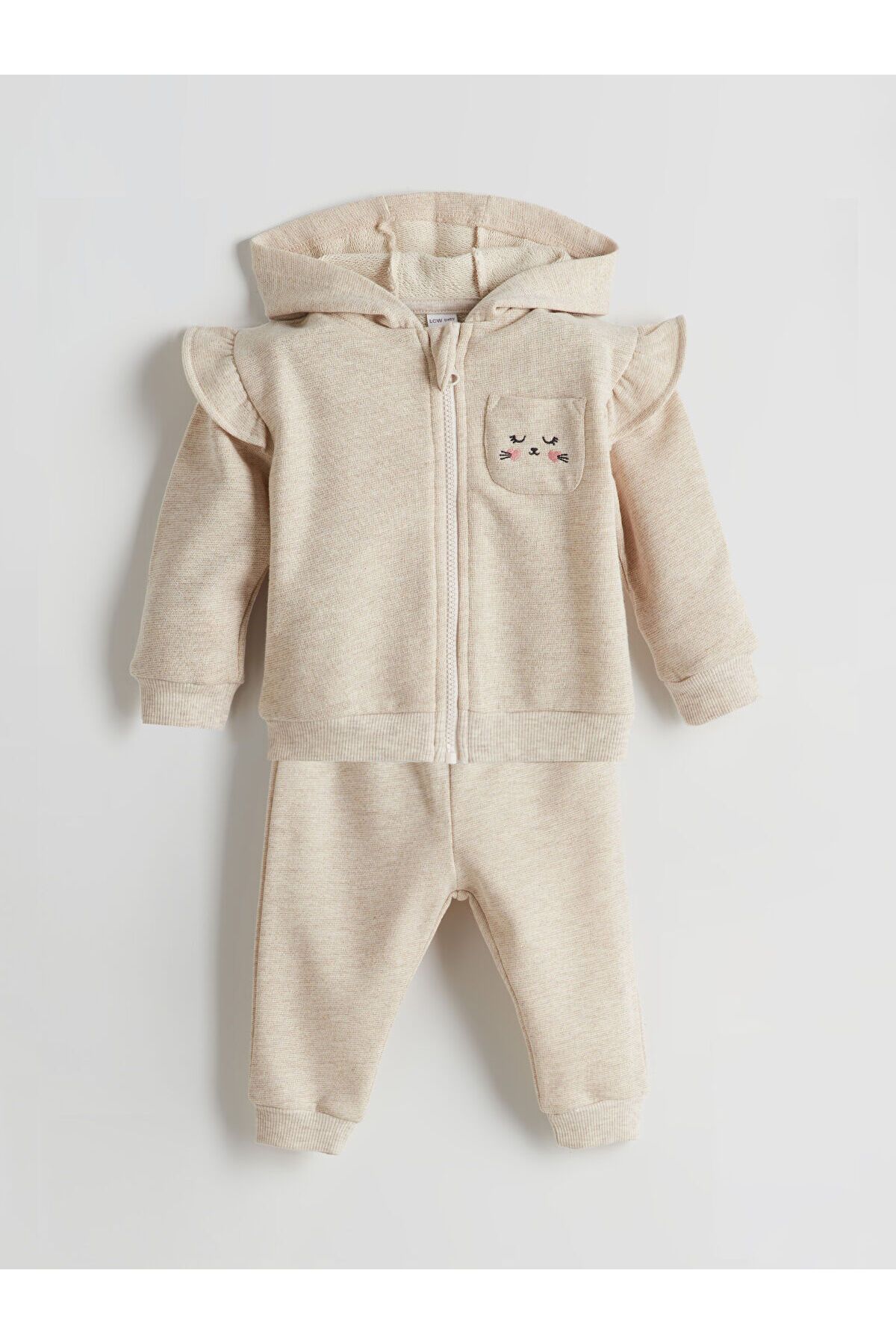 LC Waikiki LCWK Kapüşonlu Kız Bebek Sweatshirt ve Eşofman Alt 2'li