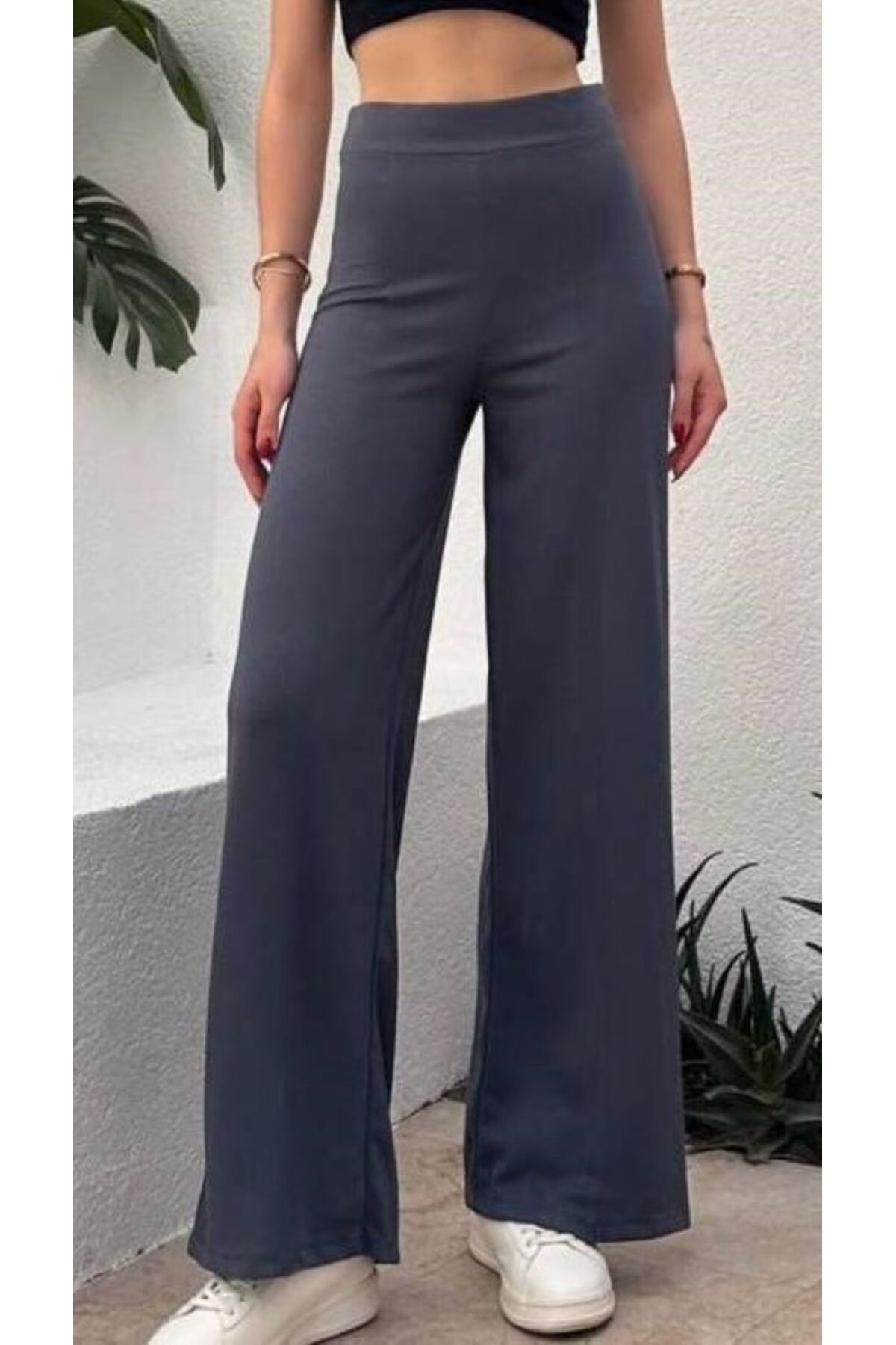 Moda Banuş Modal Kumaş Zr-düz Bel Antrasit Bol Paça Eşofman