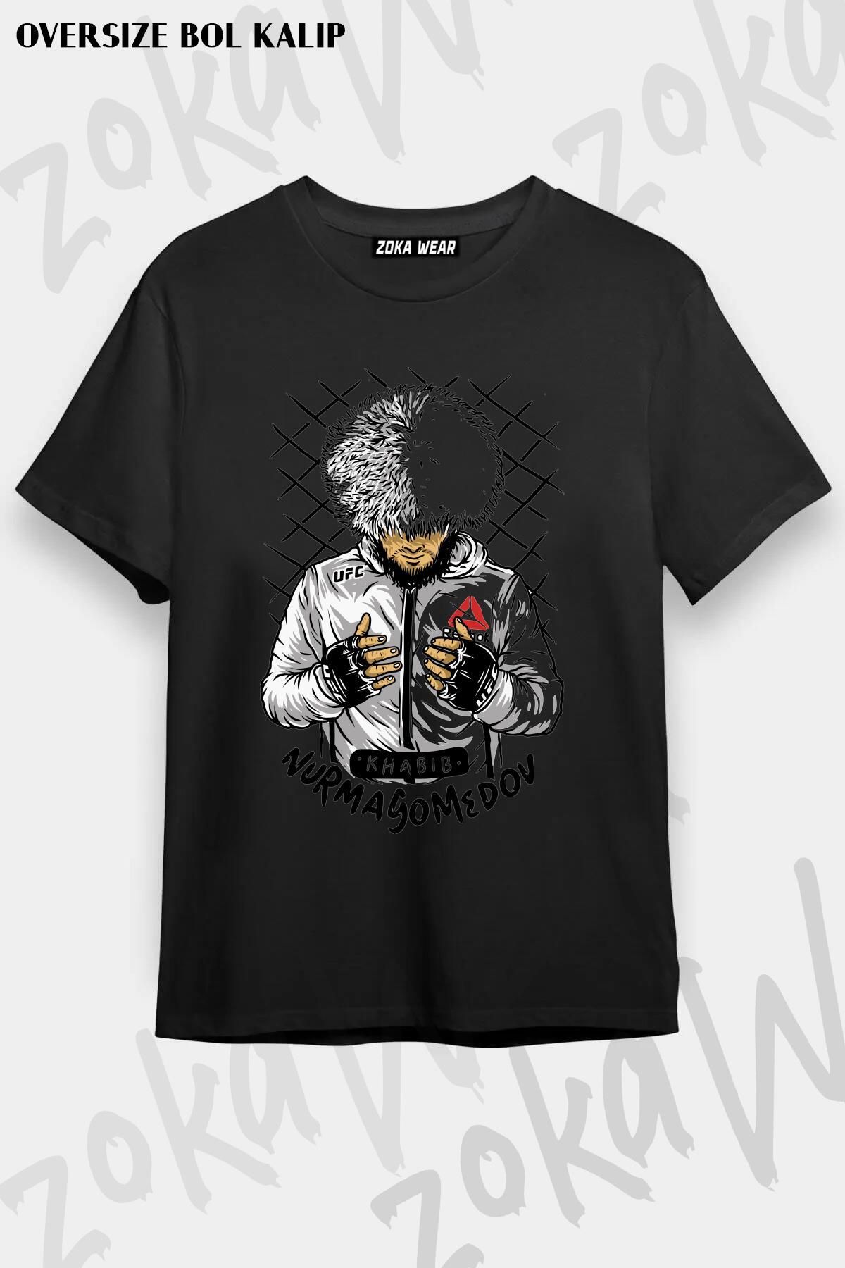 ZOKAWEAR Unisex Oversize Kalıp Pray Ufc Khabib Nurmagomedov Tasarım Baskılı Tshirt