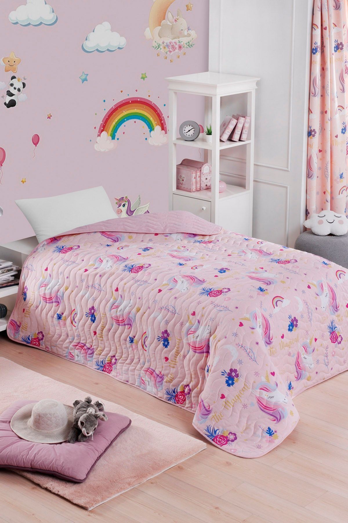 Eponj Home Çok Amaçlı Örtü Tek Kişilik Magical Pembe