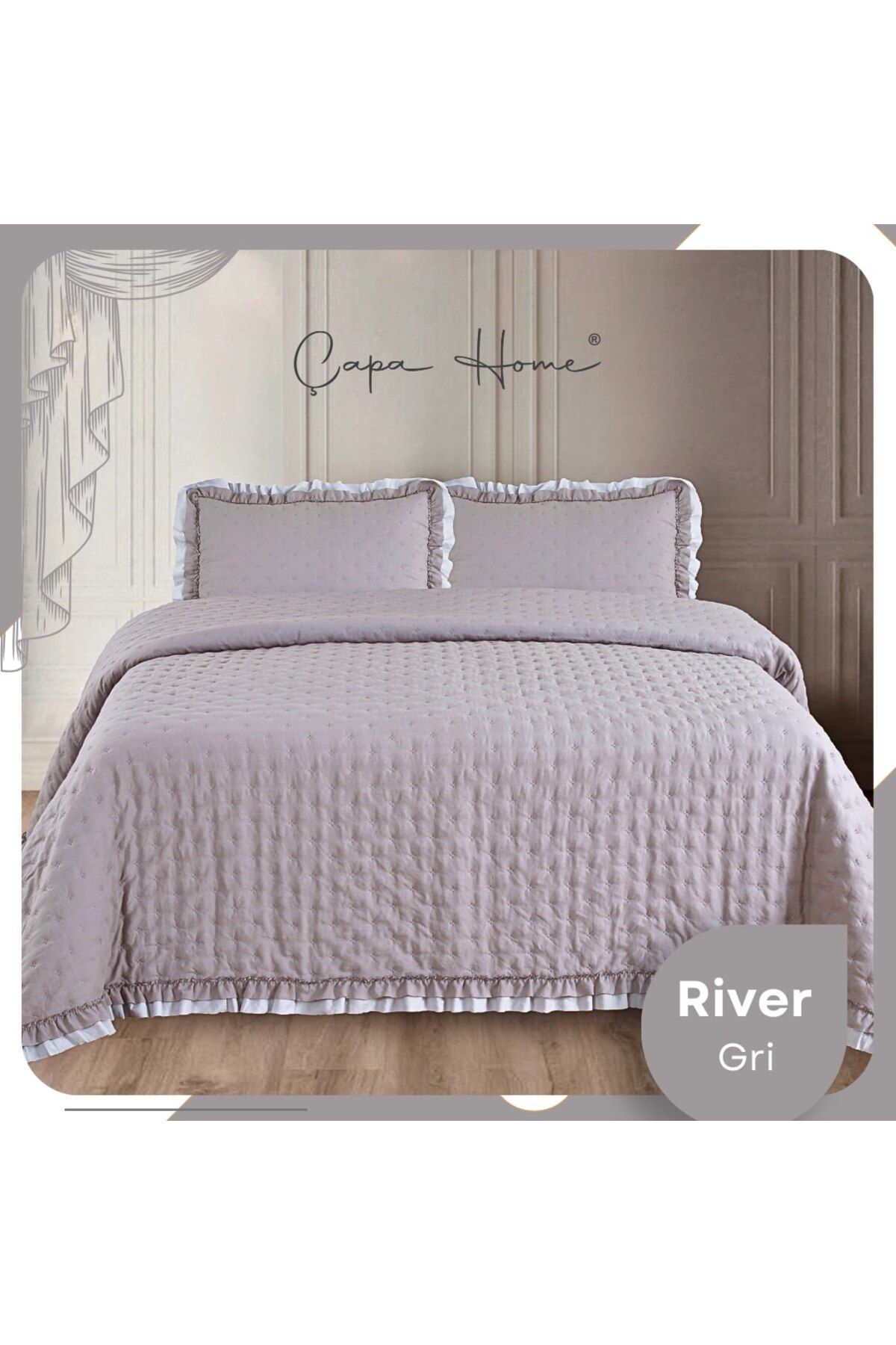Çapa Home ÇAPA HOME RİVER MİCRO FIRFIRLI ÇİFT TARAFLI YATAK ÖRTÜSÜ ÇİFT KİŞİLİK