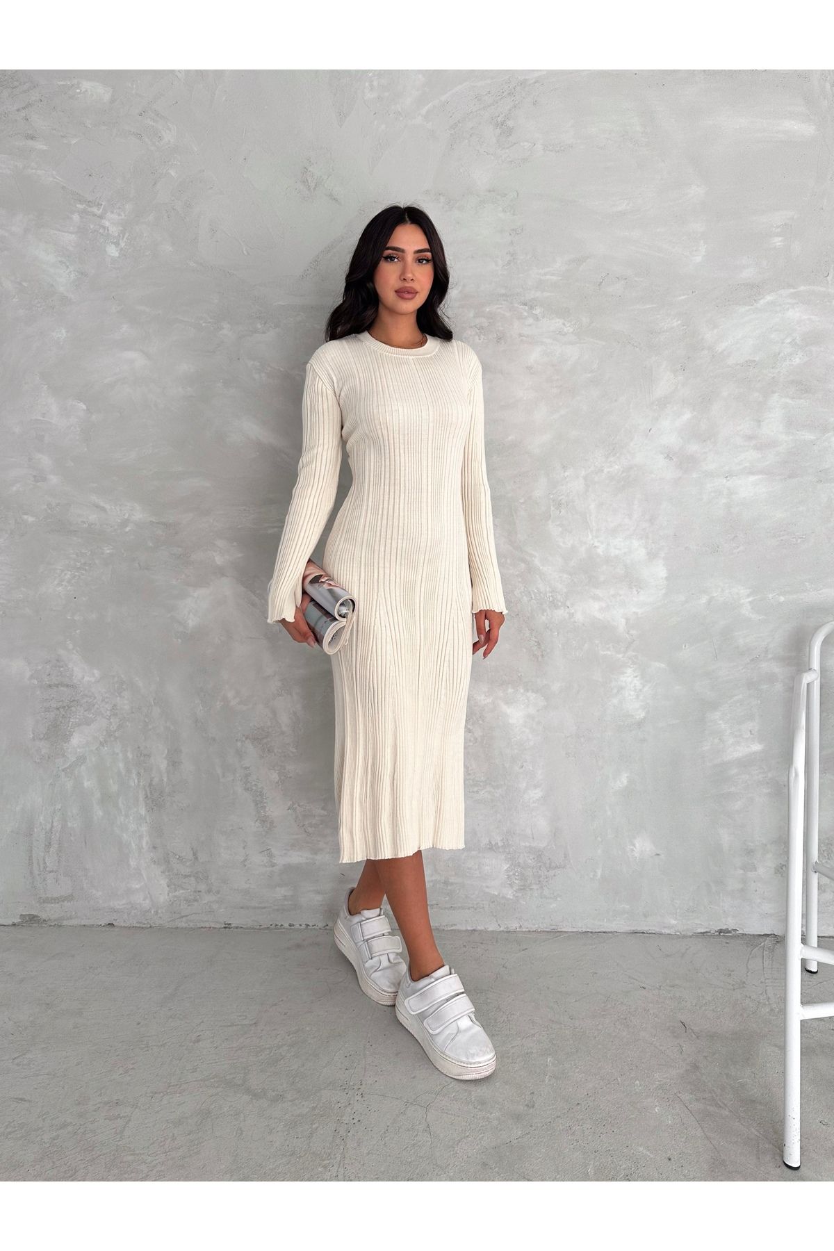 Yeppmoda Fitilli Triko Elbise