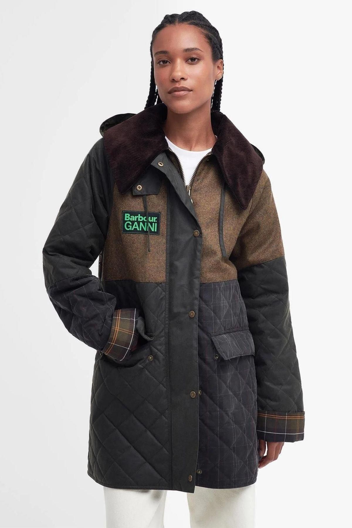 Barbour X Ganni Burghley Quilted Jacket in Archive Liberia