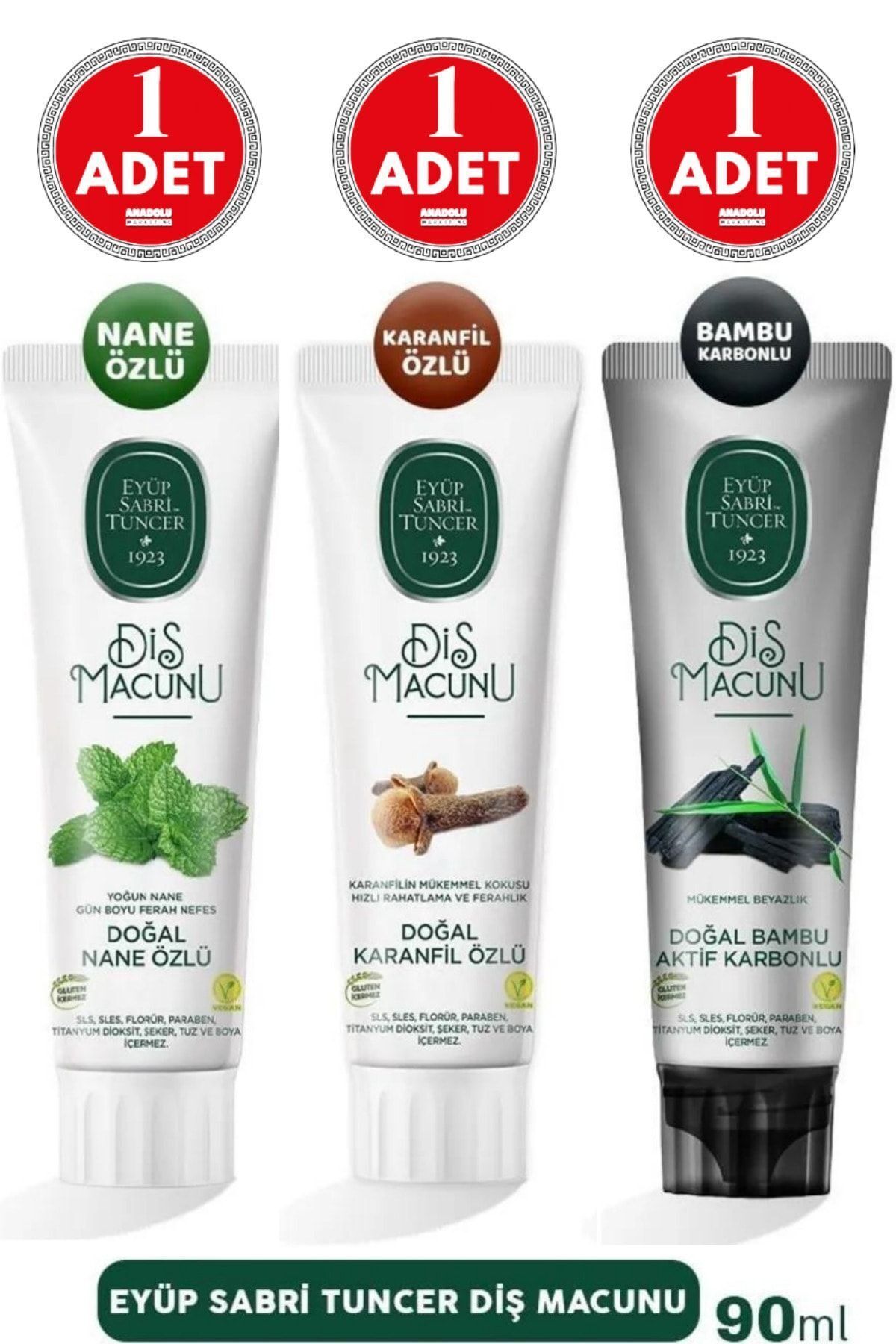 Eyüp Sabri Tuncer Doğal Nane Özlü Karanfil Özlü Bambu Karbonlu Diş Macunu 90 ml