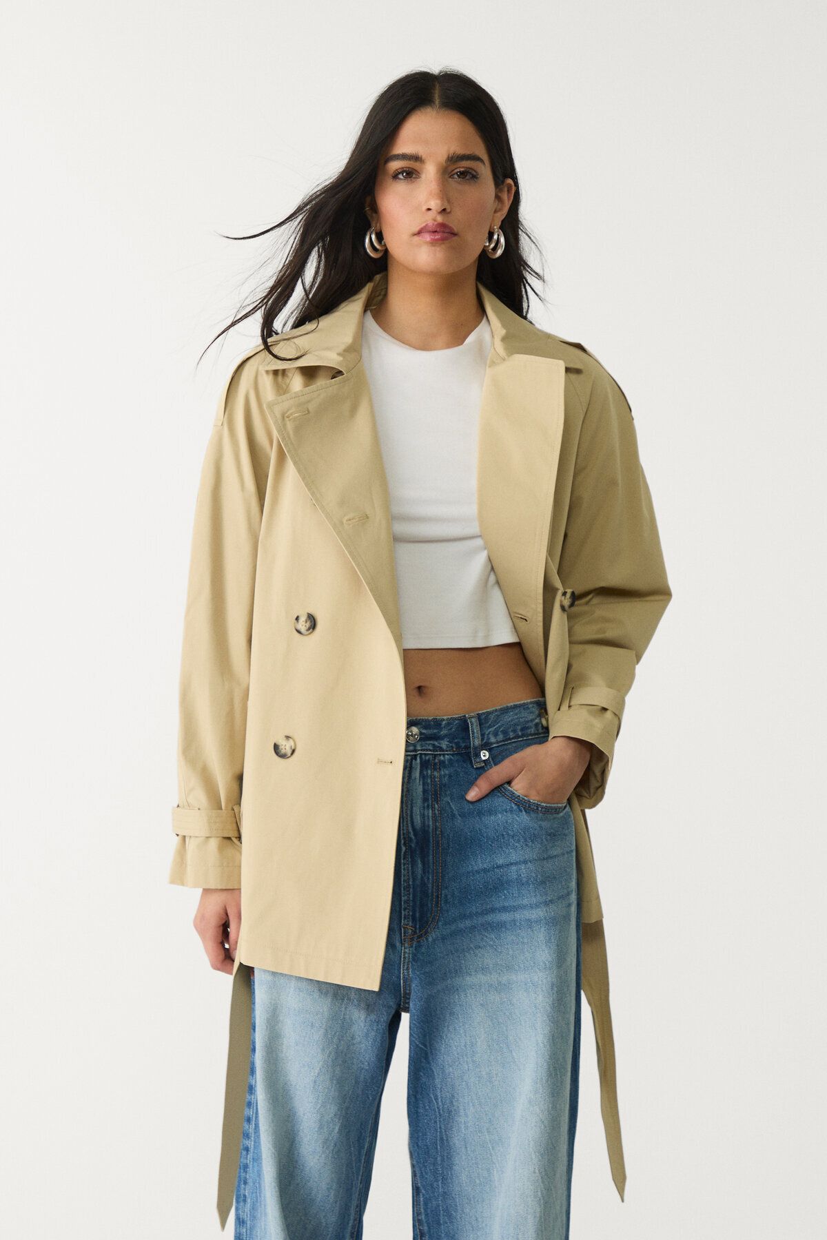 Stradivarius Oversize uzun trençkot