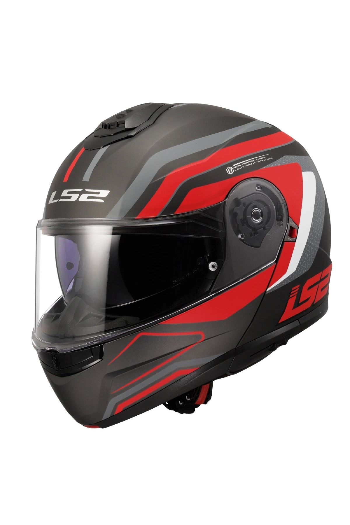 LS2 Strobe 2 Phantom Mat Tıtanıum-gri-kırmızı Kask