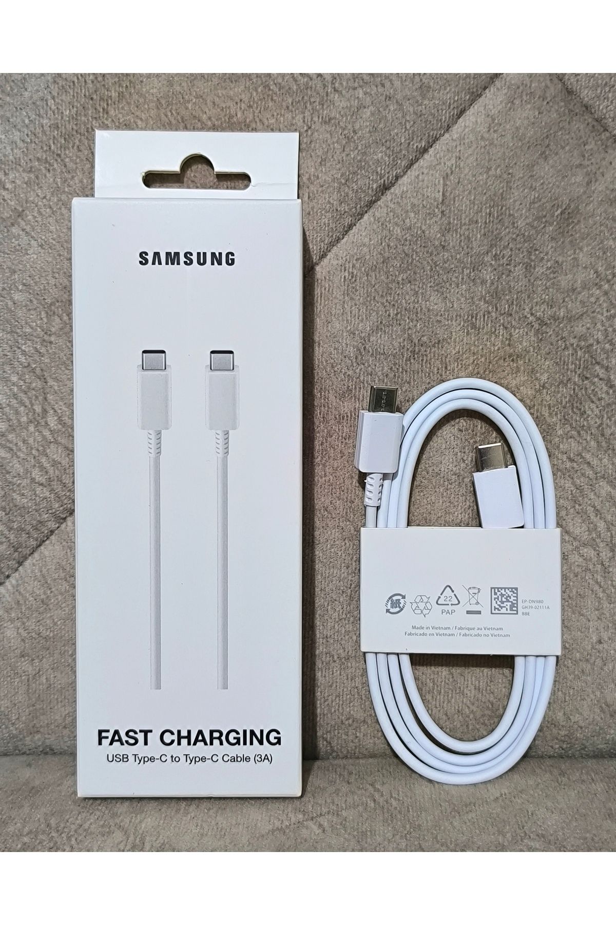 Orjinal Samsung Galaxy S22 Ultra S22 Plus S22 fe Uyumlu Hızlı Şarj Kablosu Çift Tarafı Type-C Girişli 1m
