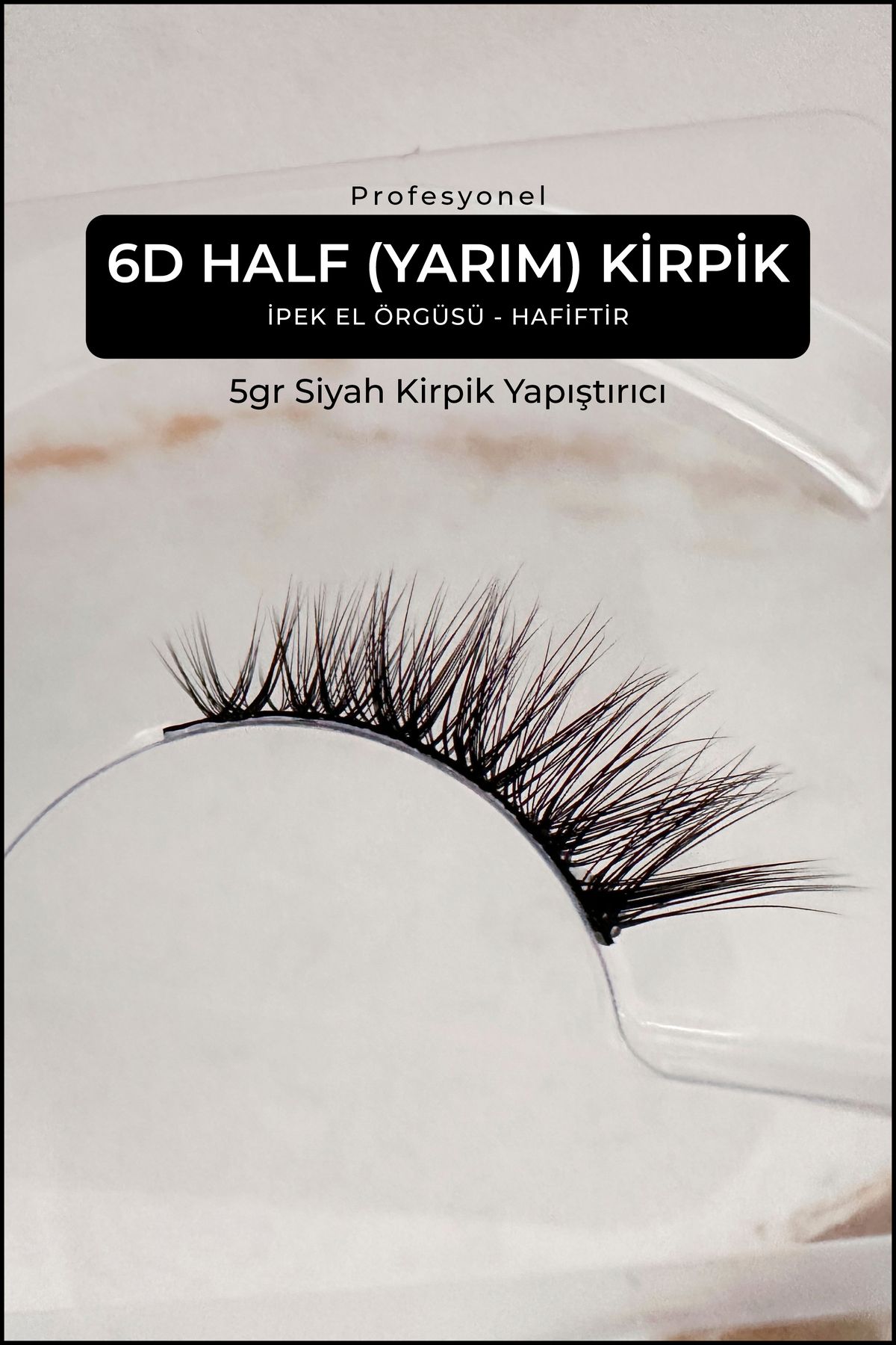 GXMPRO İpek Kirpik-Half Köşelere Takılan (Yarım Boy) Takma Kirpik - 5gr Kirpik Yapıştırıcı Set