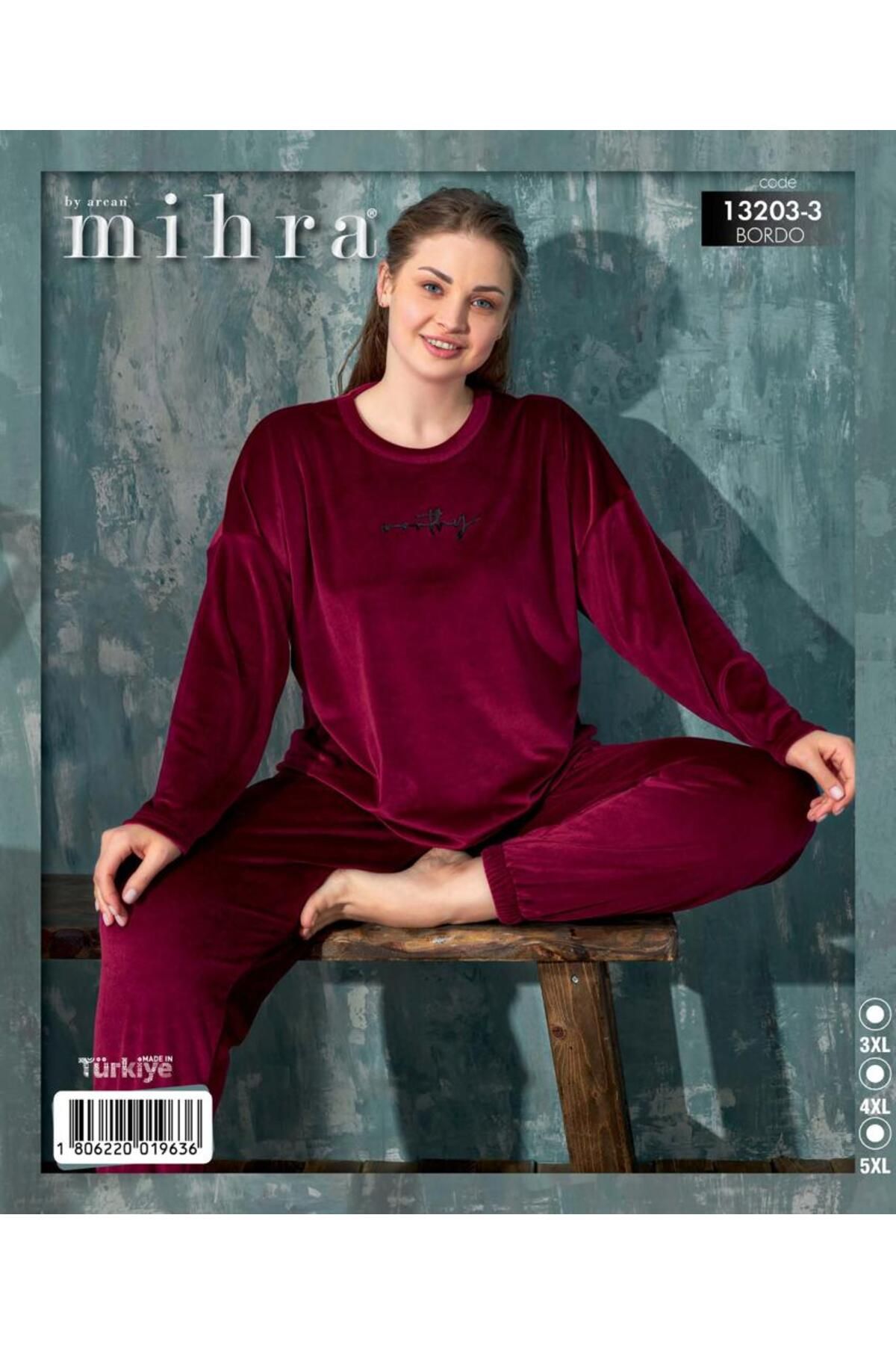 Mihra büyük beden kadife pijama takımı