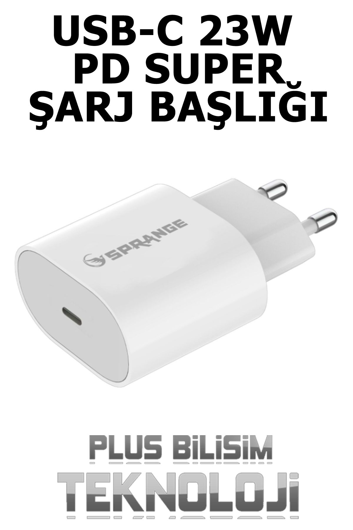 Plus Bilişim Type C PD Şarj Başlığı 23W Hızlı, Fast Android, ios Tablet Uyumlu QC 3.0 USB C Adaptör