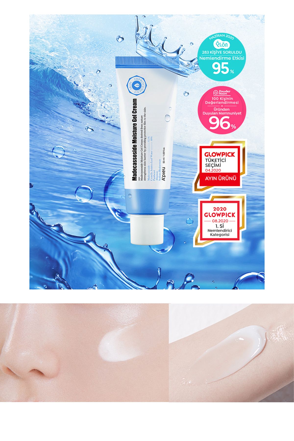 Missha Hassas ve Yıpranmış Ciltlere Özel Nemlendirici Jel Krem A'PIEU Madecassoside Moisture Gel Cream