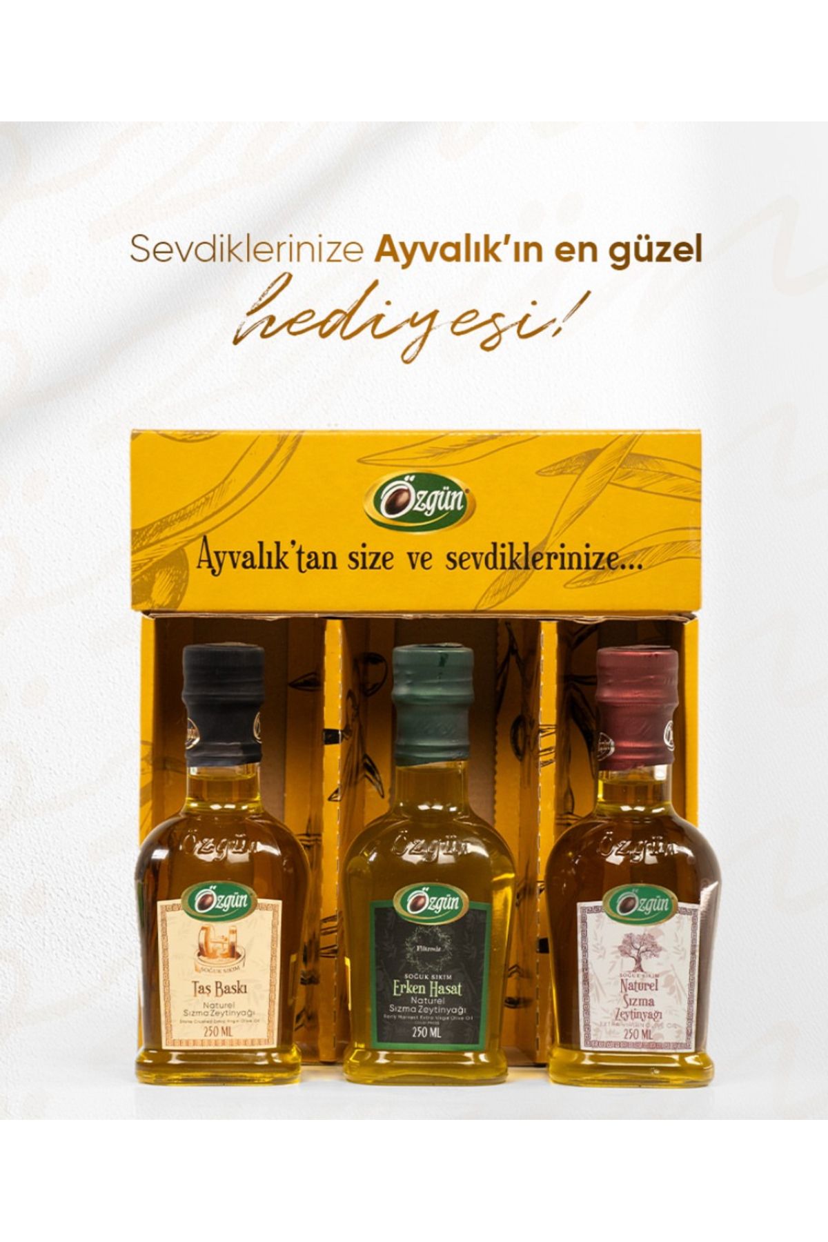 ÖZGÜN ZEYTİN & ZEYTİNYAĞI 3 Lü Gurme Mutfak Serisi Zeytinyağı (naturel Sızma-soğuk Sıkım)