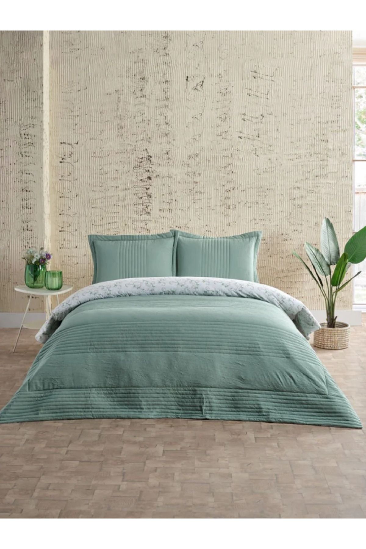 Doqu Home Multi Selection Nevresim Takımı + Yatak Örtüsü Diador Tek Kişilik - Yeşil