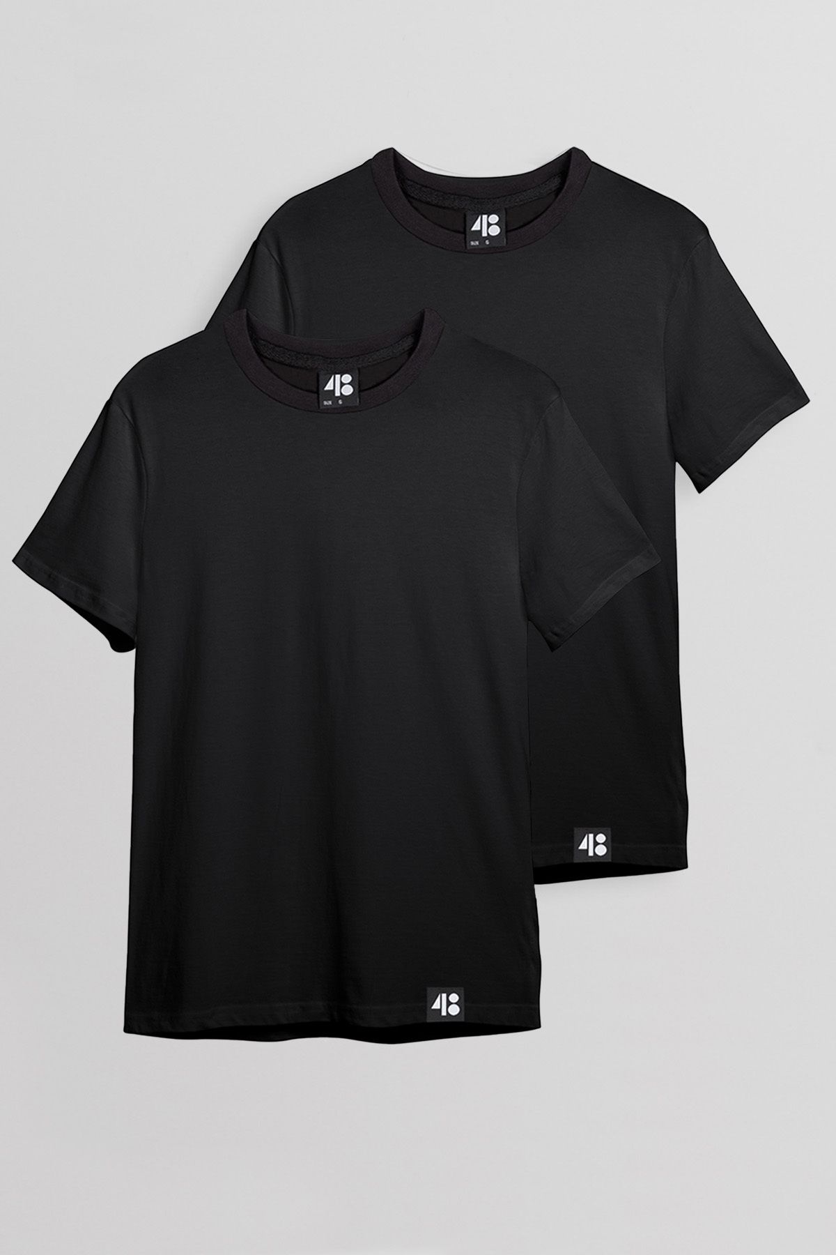 4&B %100 Pamuk Cultivated Regular Unisex T-shirt / 2'li T-shirt Paketi - Siyah