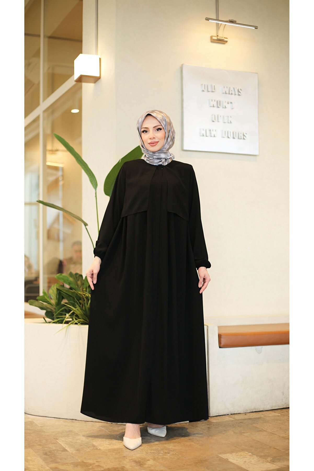 Moda İncir Umrelik Ceppenli Ferace | Elegant ve Pratik Tesettür Giyim